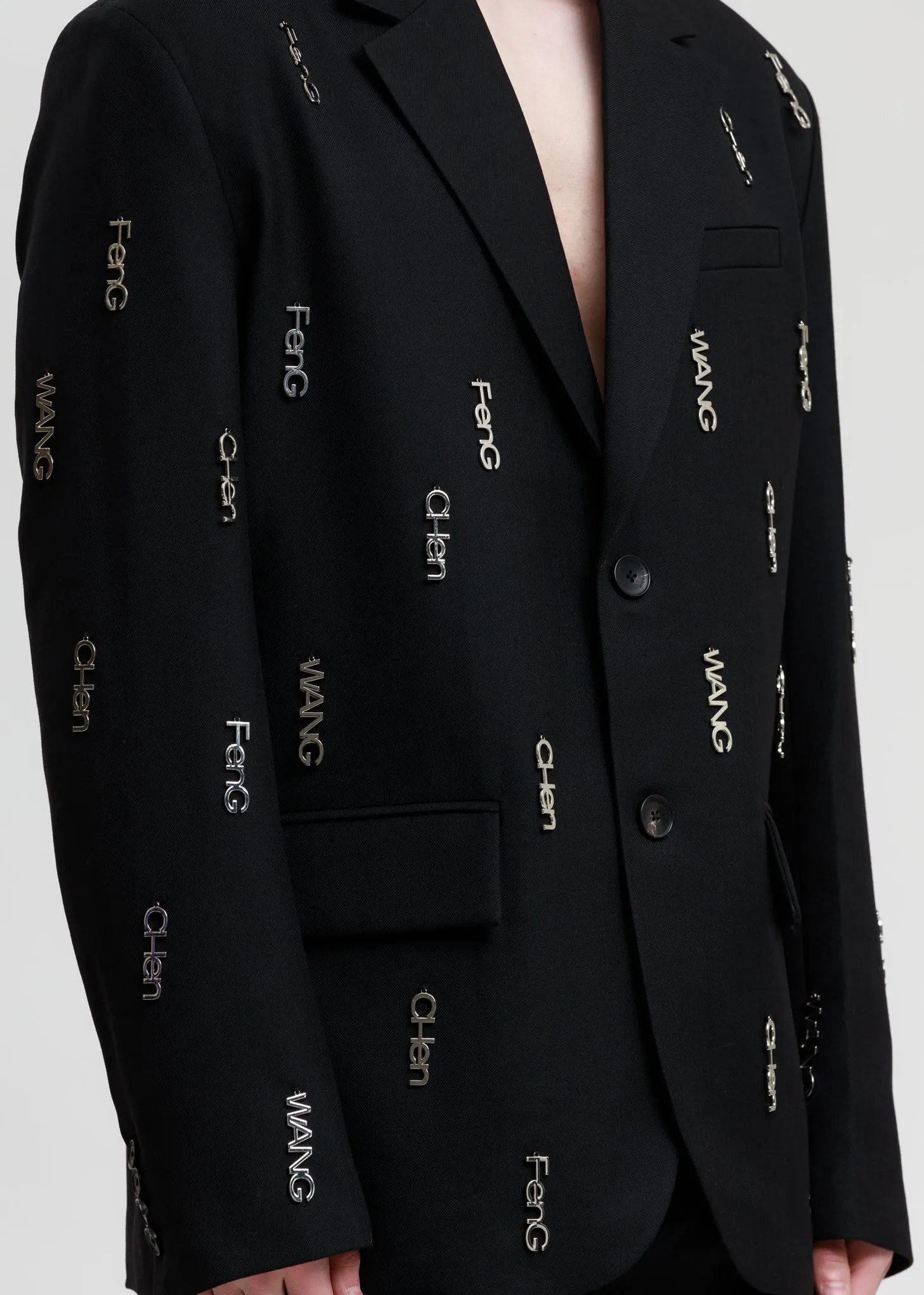 Black with Metal Logo Plate Blazer