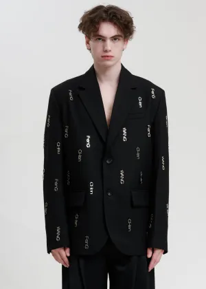 Black with Metal Logo Plate Blazer