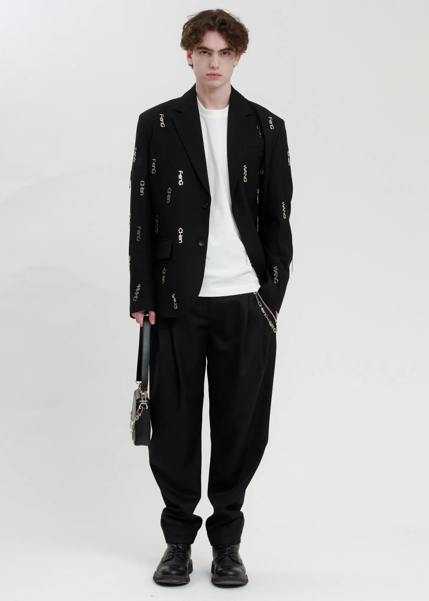 Black with Metal Logo Plate Blazer