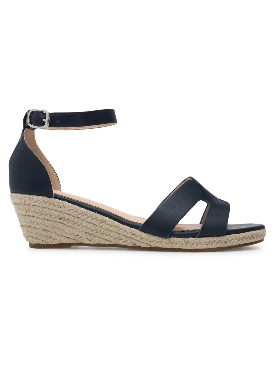 Blue PU Stylish Buckle Wedges (TC-RS3659-BLU)