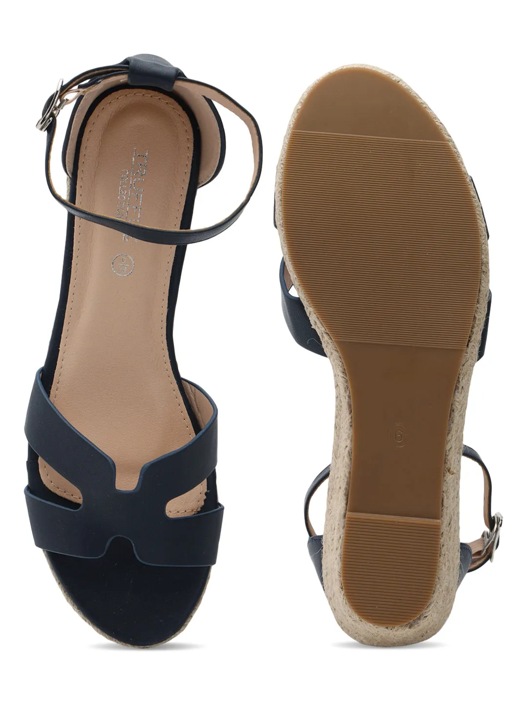 Blue PU Stylish Buckle Wedges (TC-RS3659-BLU)