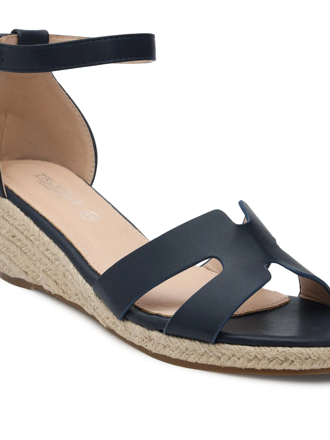 Blue PU Stylish Buckle Wedges (TC-RS3659-BLU)