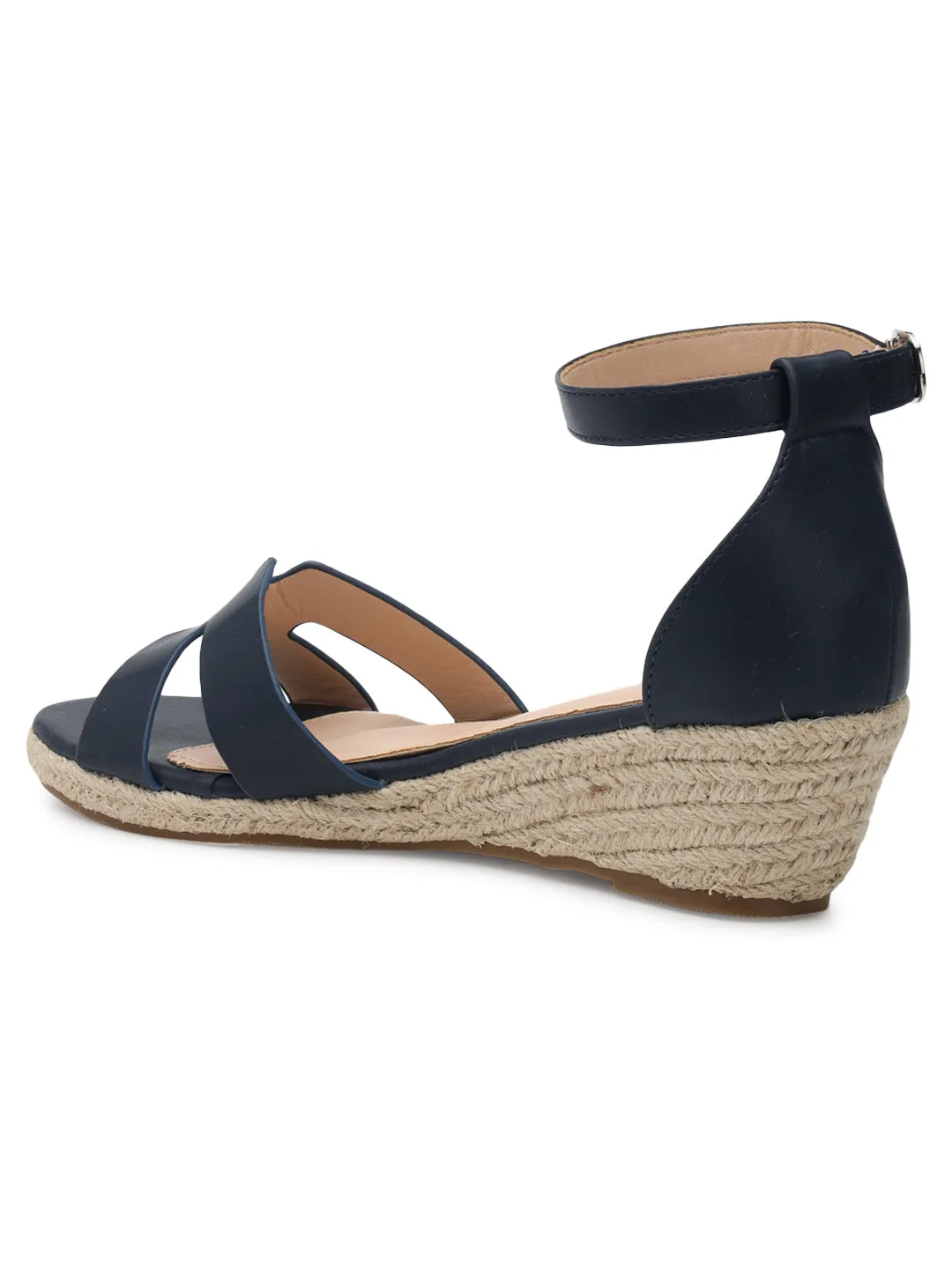 Blue PU Stylish Buckle Wedges (TC-RS3659-BLU)