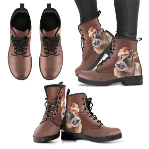 Brown cow painting Martin Boots for Women and Men