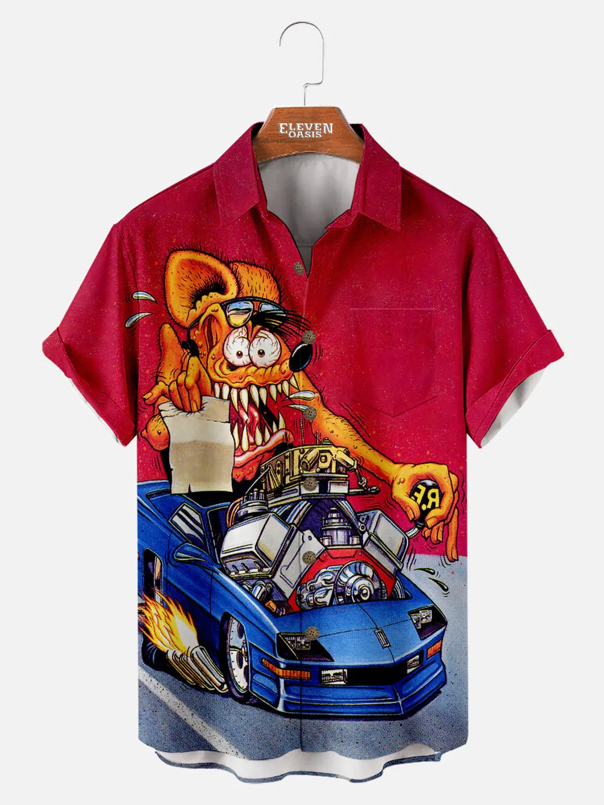 Car Anime Series Rat Fink Short Sleeve Graphic Tee
