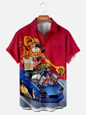 Car Anime Series Rat Fink Short Sleeve Graphic Tee