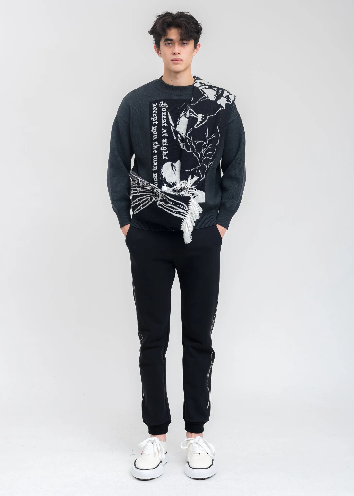Charcoal Forest At Night Wool Sweater