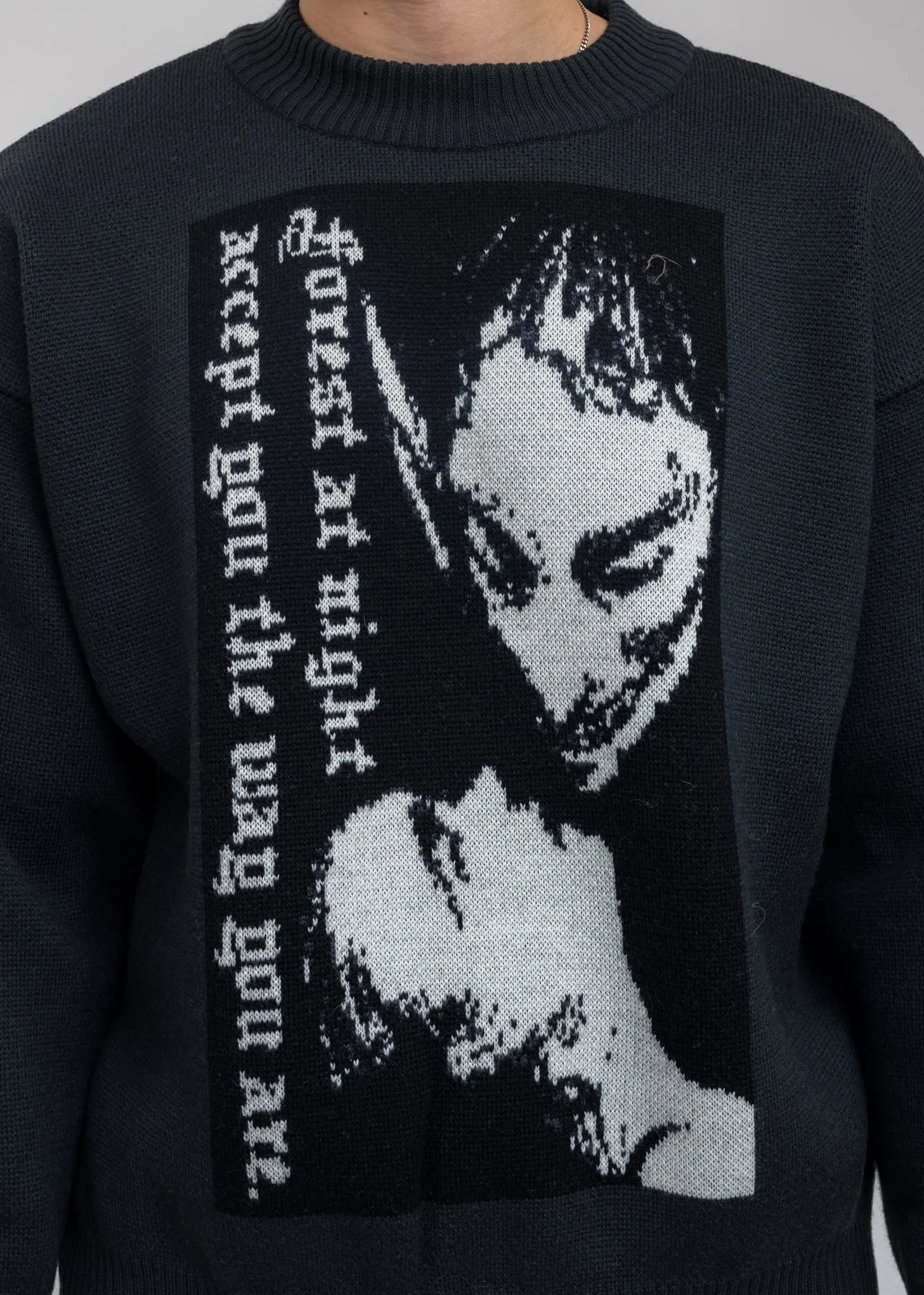 Charcoal Forest At Night Wool Sweater