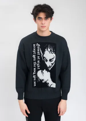 Charcoal Forest At Night Wool Sweater