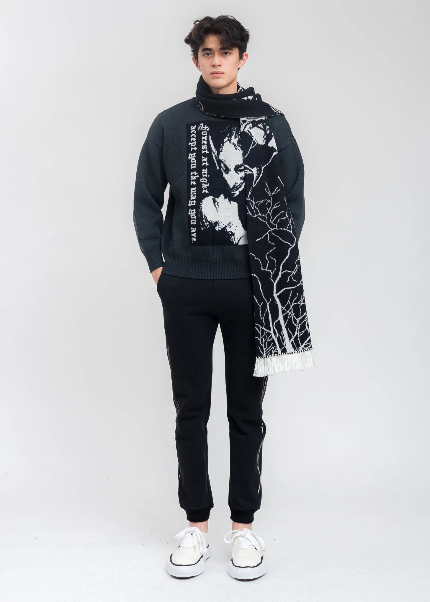 Charcoal Forest At Night Wool Sweater