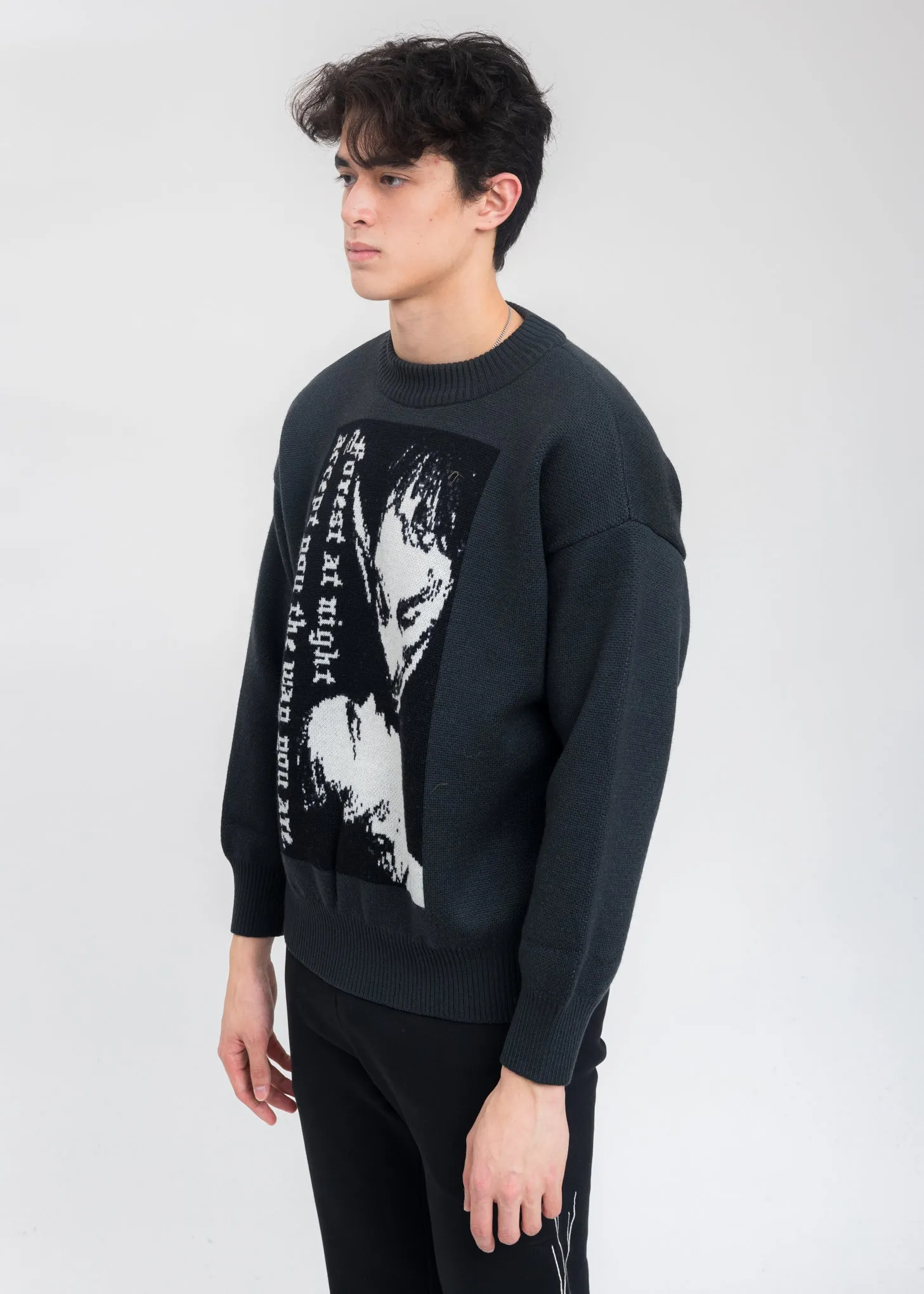 Charcoal Forest At Night Wool Sweater