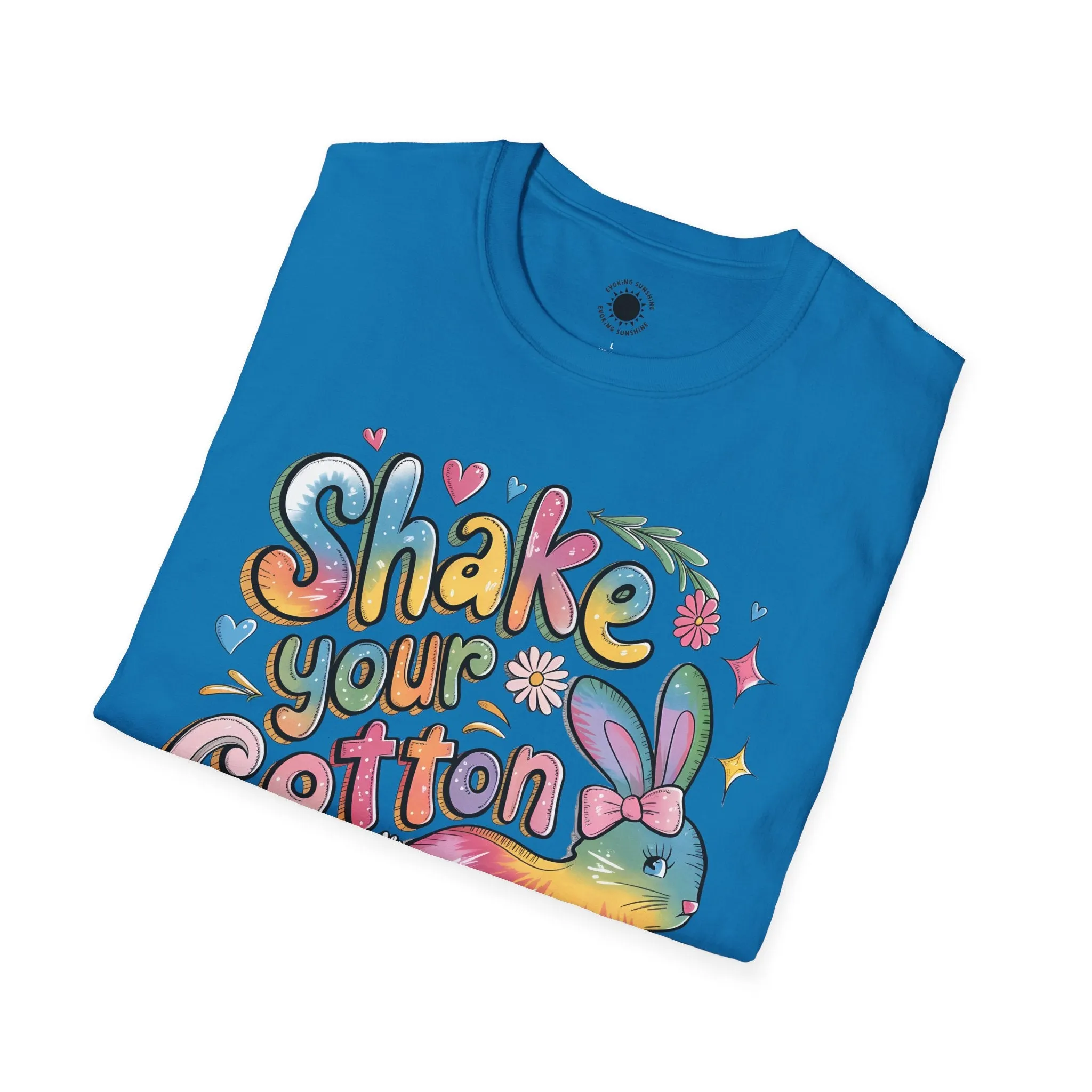 Colorful Bunny Graphic Unisex Softstyle T-Shirt - 'Shake Your Cotton Tail'