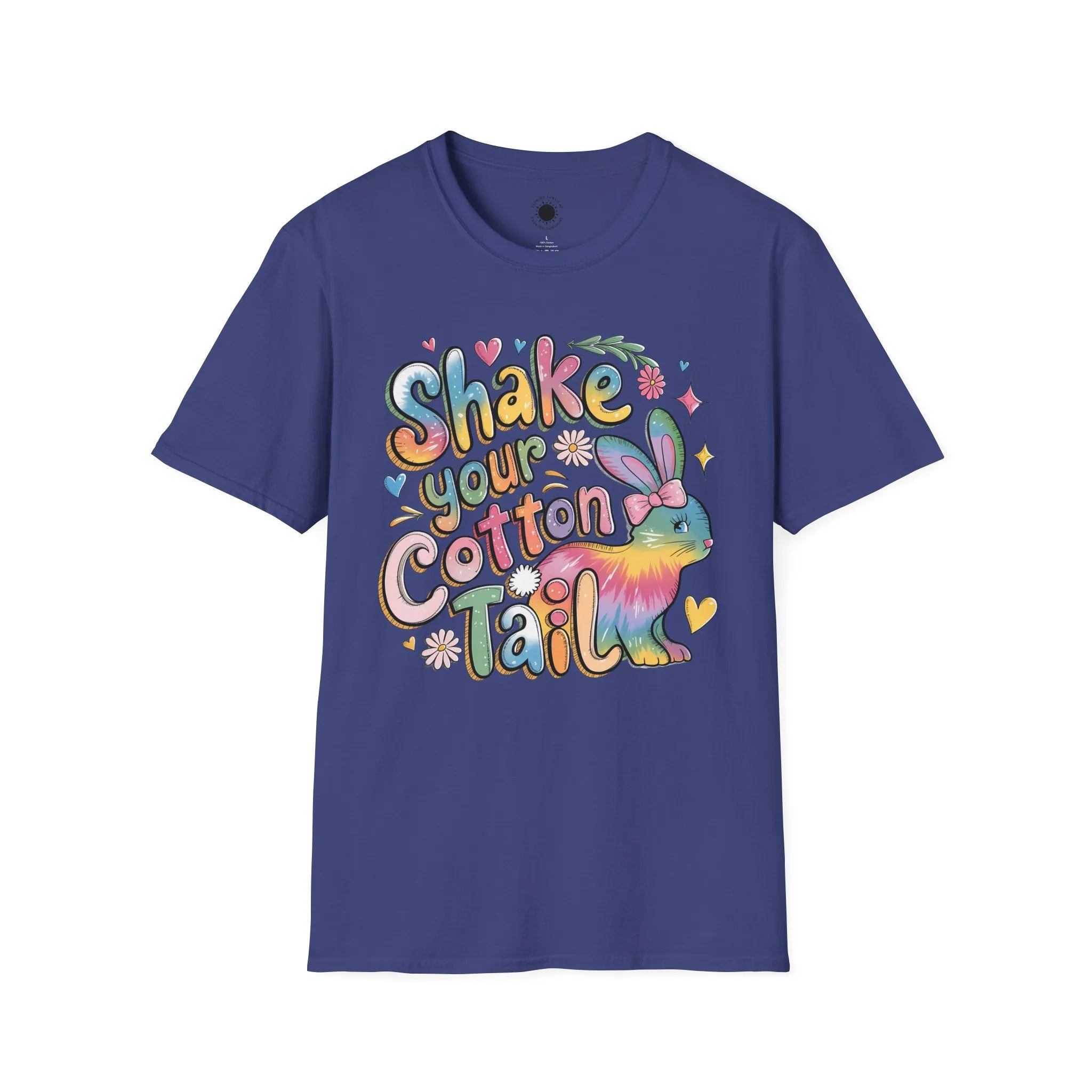 Colorful Bunny Graphic Unisex Softstyle T-Shirt - 'Shake Your Cotton Tail'
