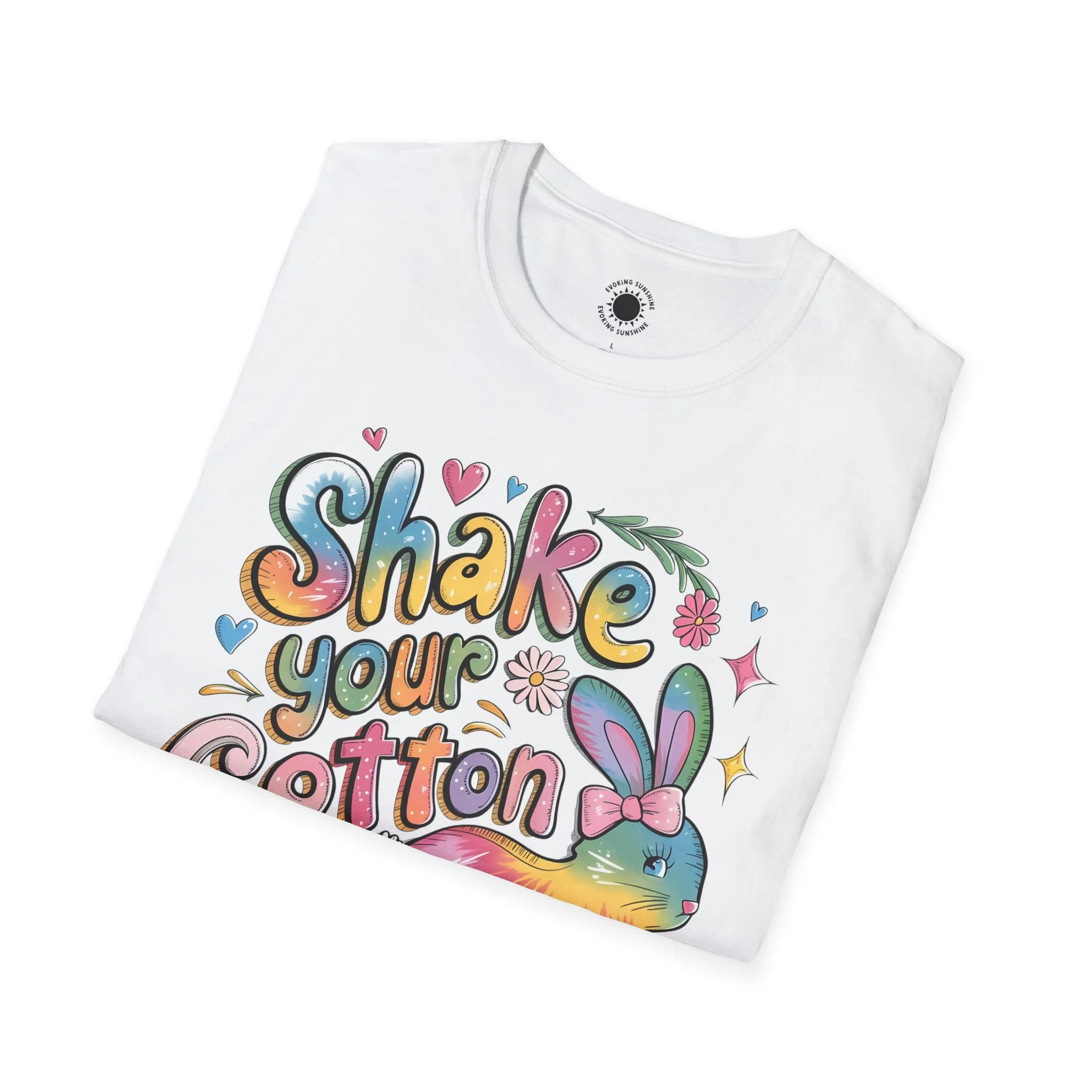 Colorful Bunny Graphic Unisex Softstyle T-Shirt - 'Shake Your Cotton Tail'