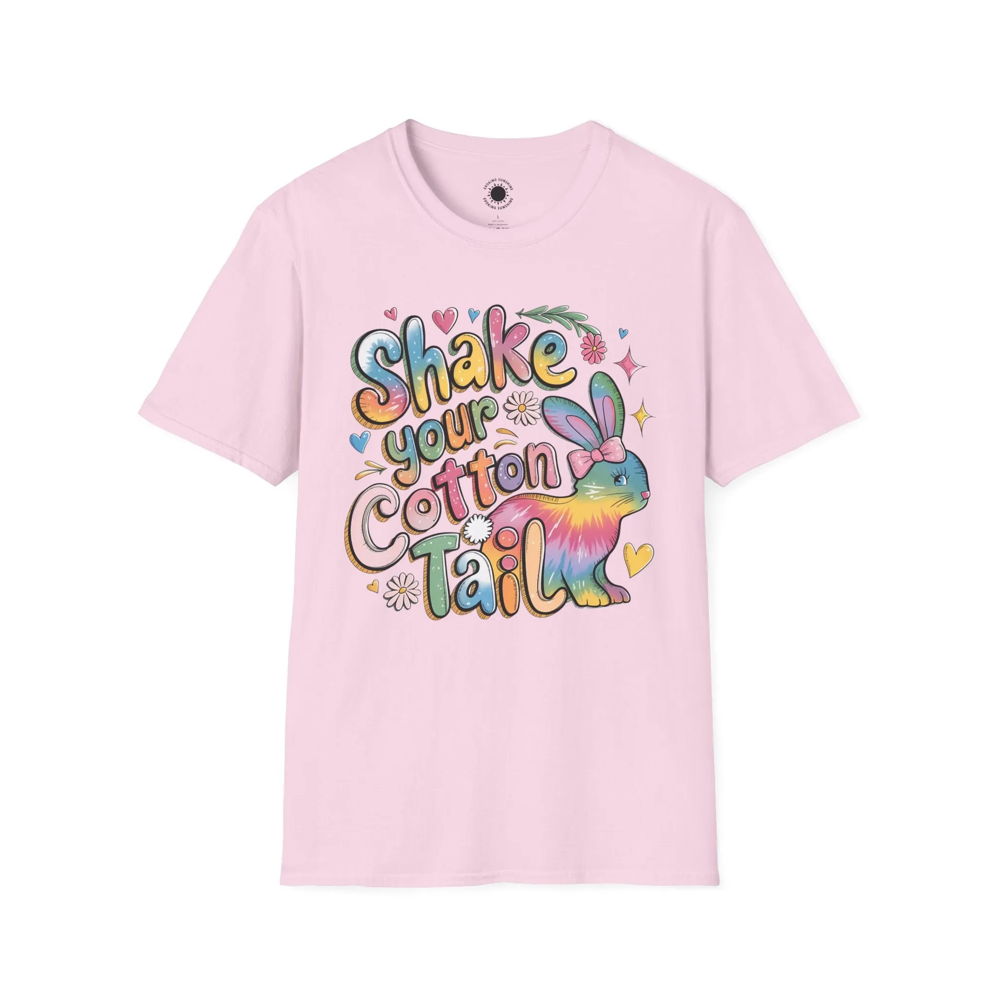 Colorful Bunny Graphic Unisex Softstyle T-Shirt - 'Shake Your Cotton Tail'
