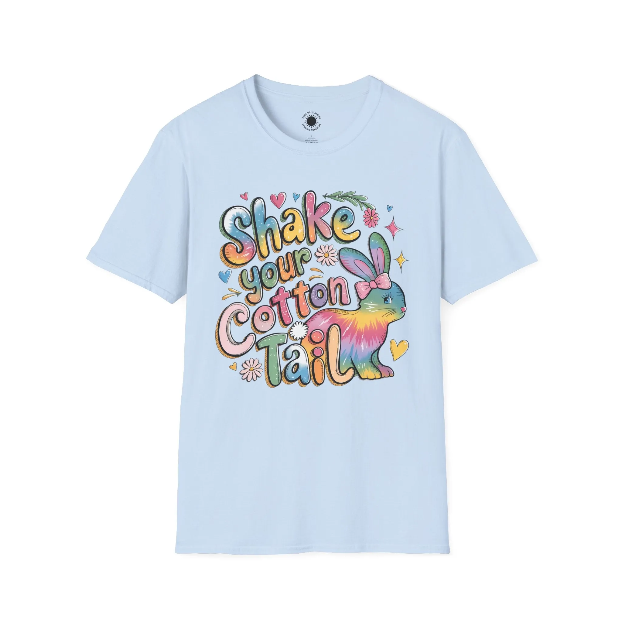Colorful Bunny Graphic Unisex Softstyle T-Shirt - 'Shake Your Cotton Tail'