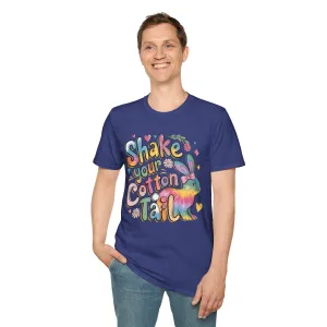 Colorful Bunny Graphic Unisex Softstyle T-Shirt - 'Shake Your Cotton Tail'