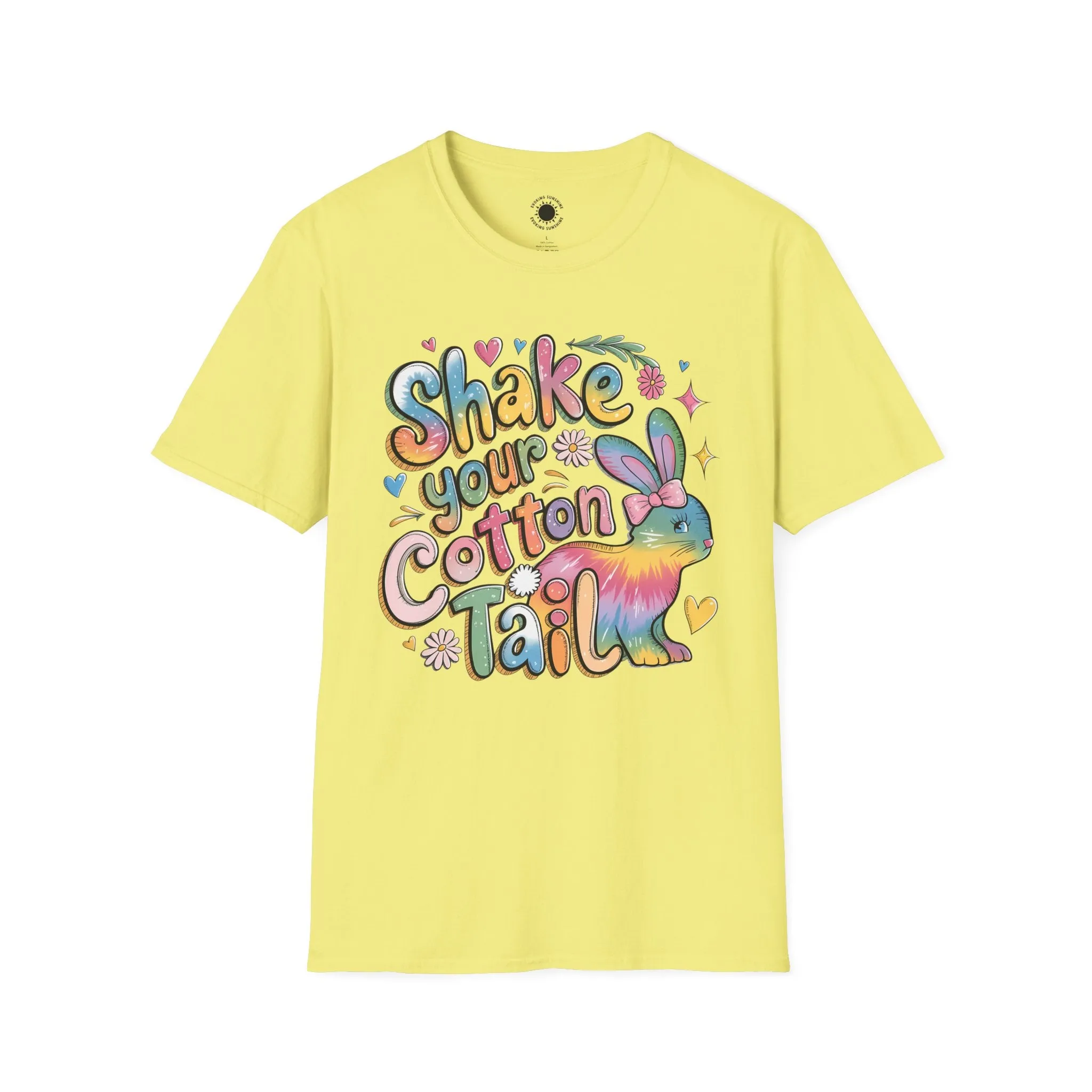 Colorful Bunny Graphic Unisex Softstyle T-Shirt - 'Shake Your Cotton Tail'