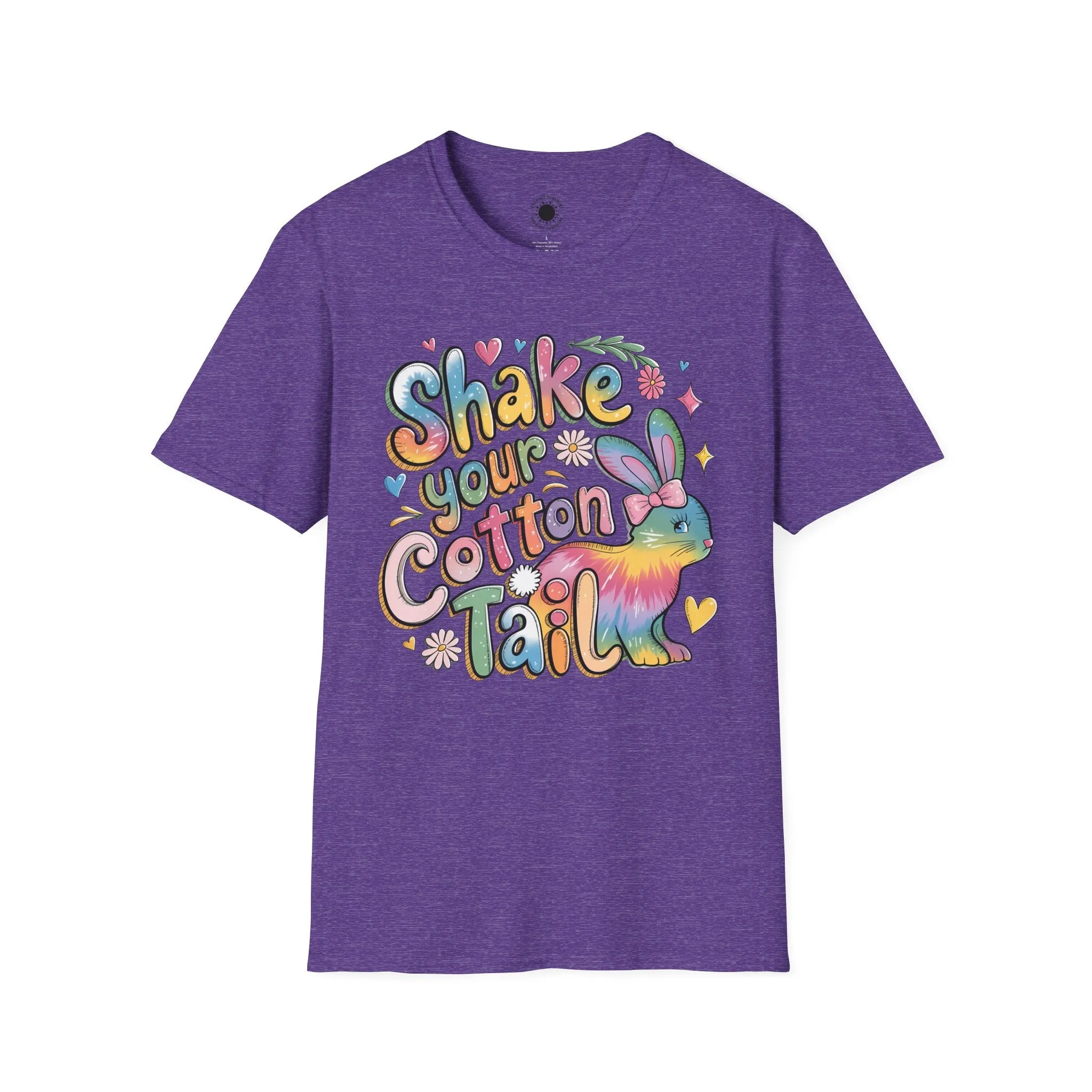 Colorful Bunny Graphic Unisex Softstyle T-Shirt - 'Shake Your Cotton Tail'