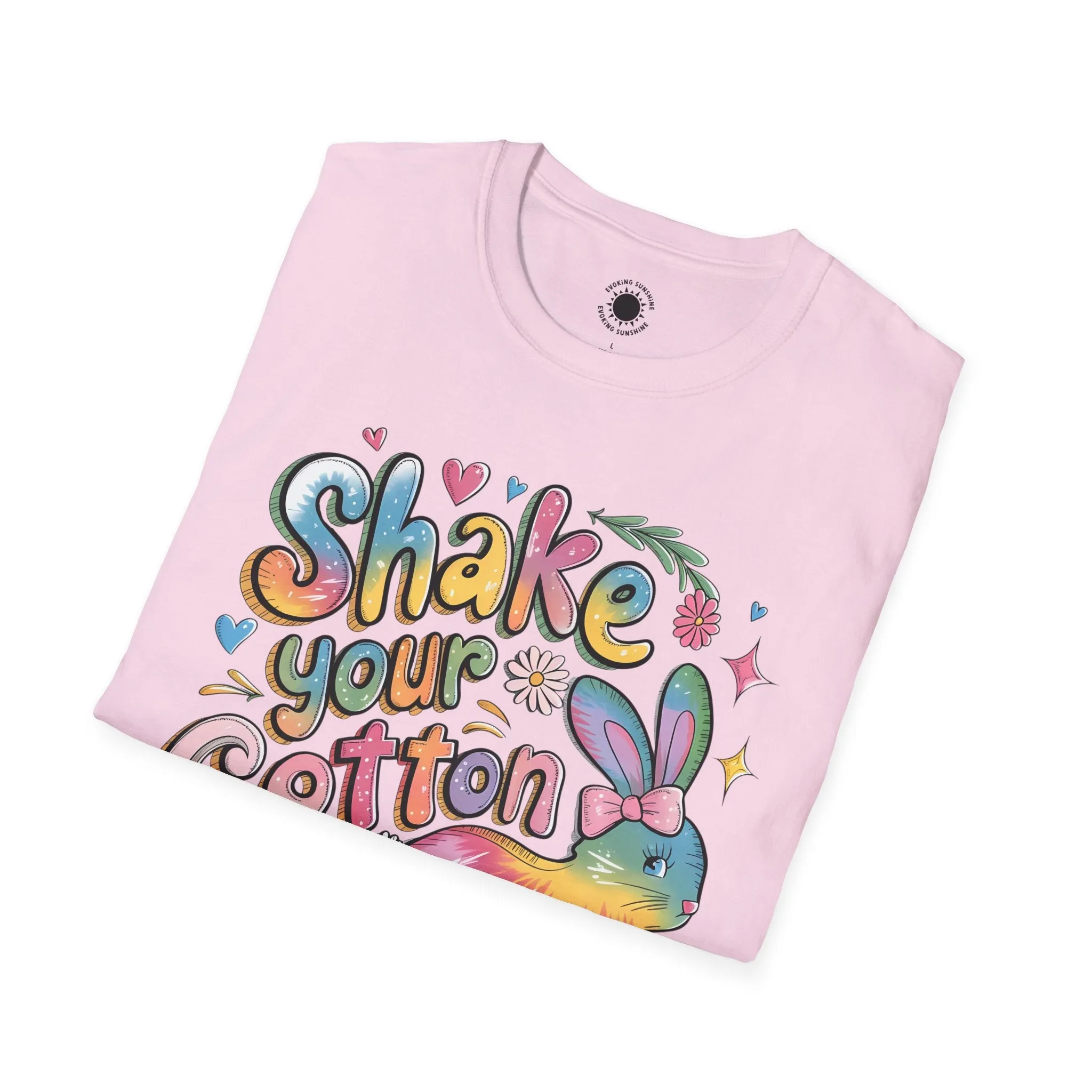 Colorful Bunny Graphic Unisex Softstyle T-Shirt - 'Shake Your Cotton Tail'