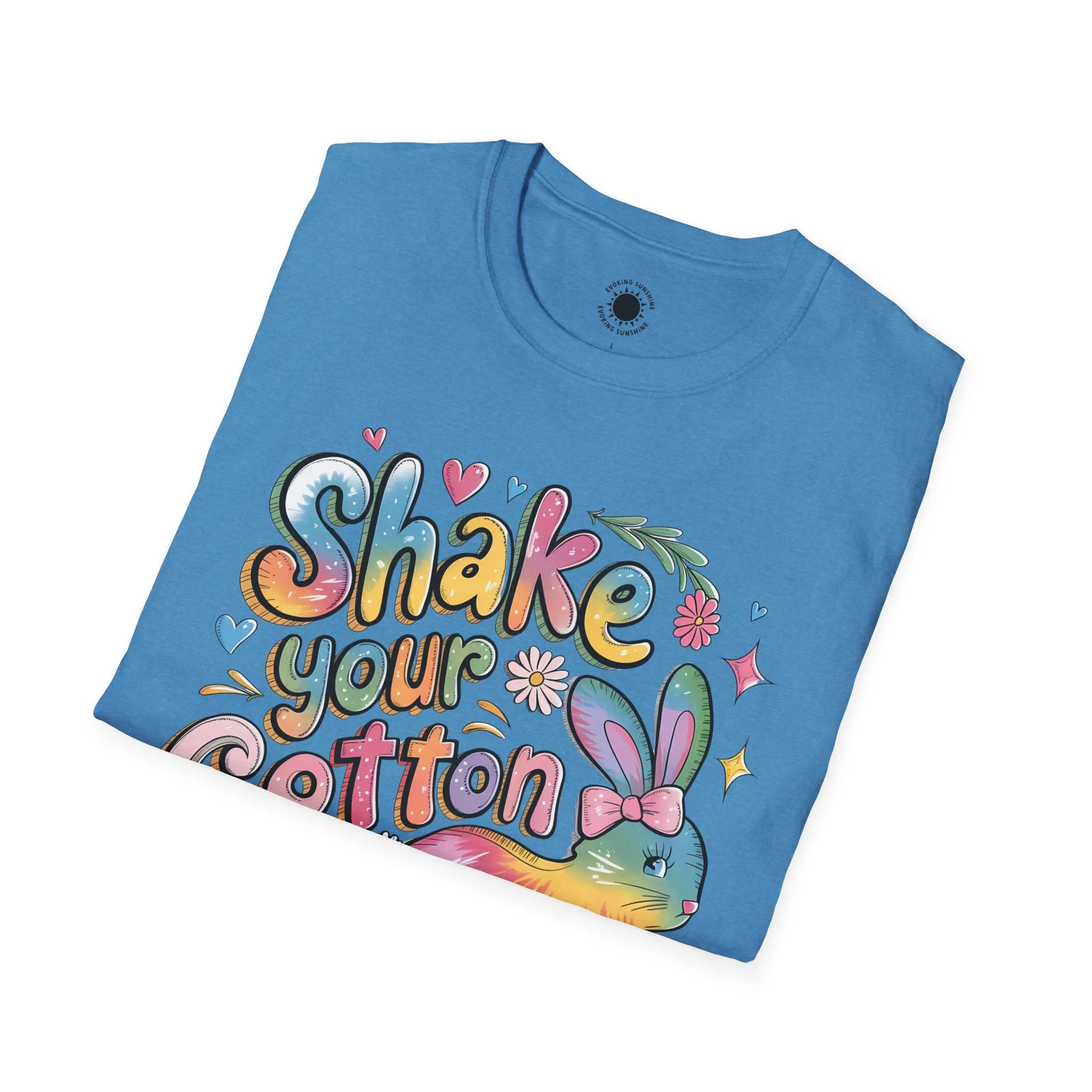 Colorful Bunny Graphic Unisex Softstyle T-Shirt - 'Shake Your Cotton Tail'