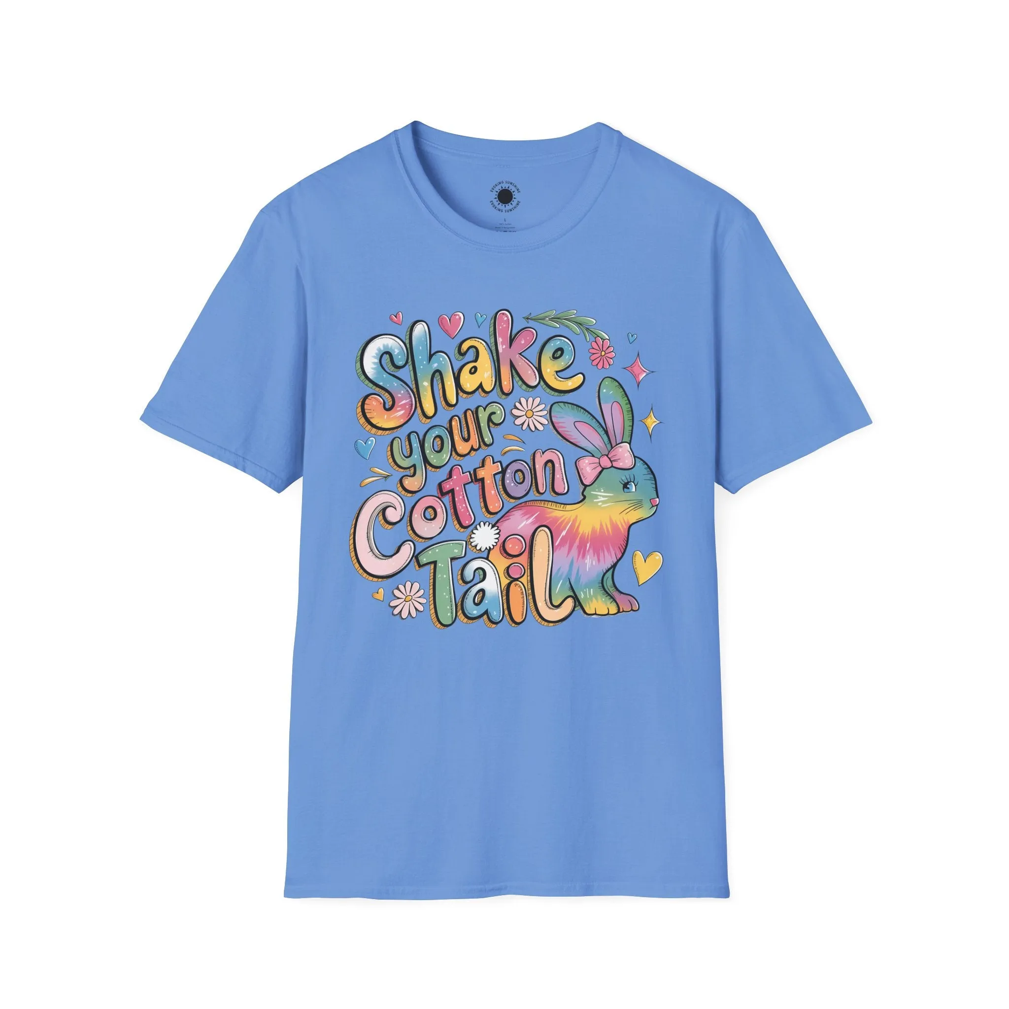 Colorful Bunny Graphic Unisex Softstyle T-Shirt - 'Shake Your Cotton Tail'