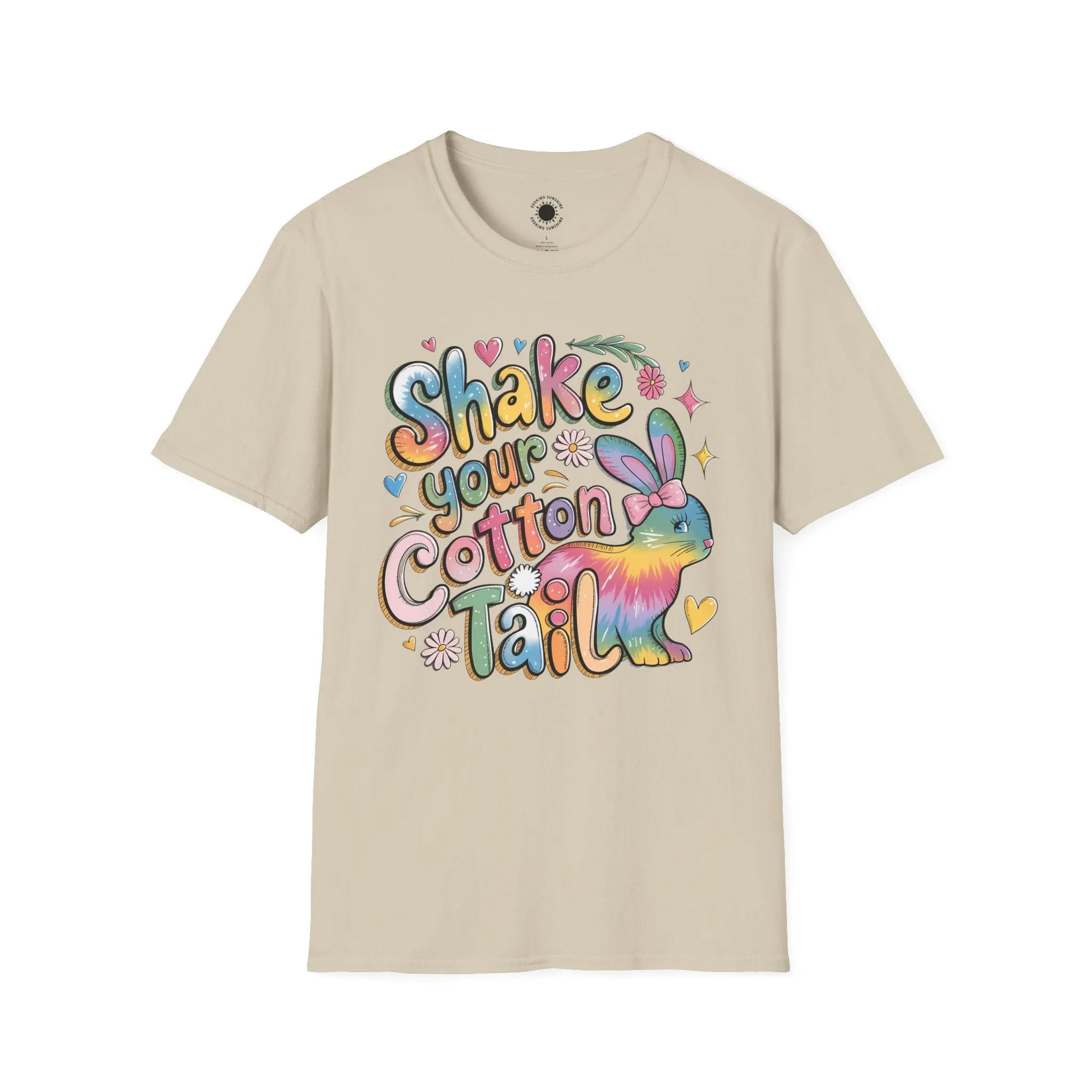 Colorful Bunny Graphic Unisex Softstyle T-Shirt - 'Shake Your Cotton Tail'