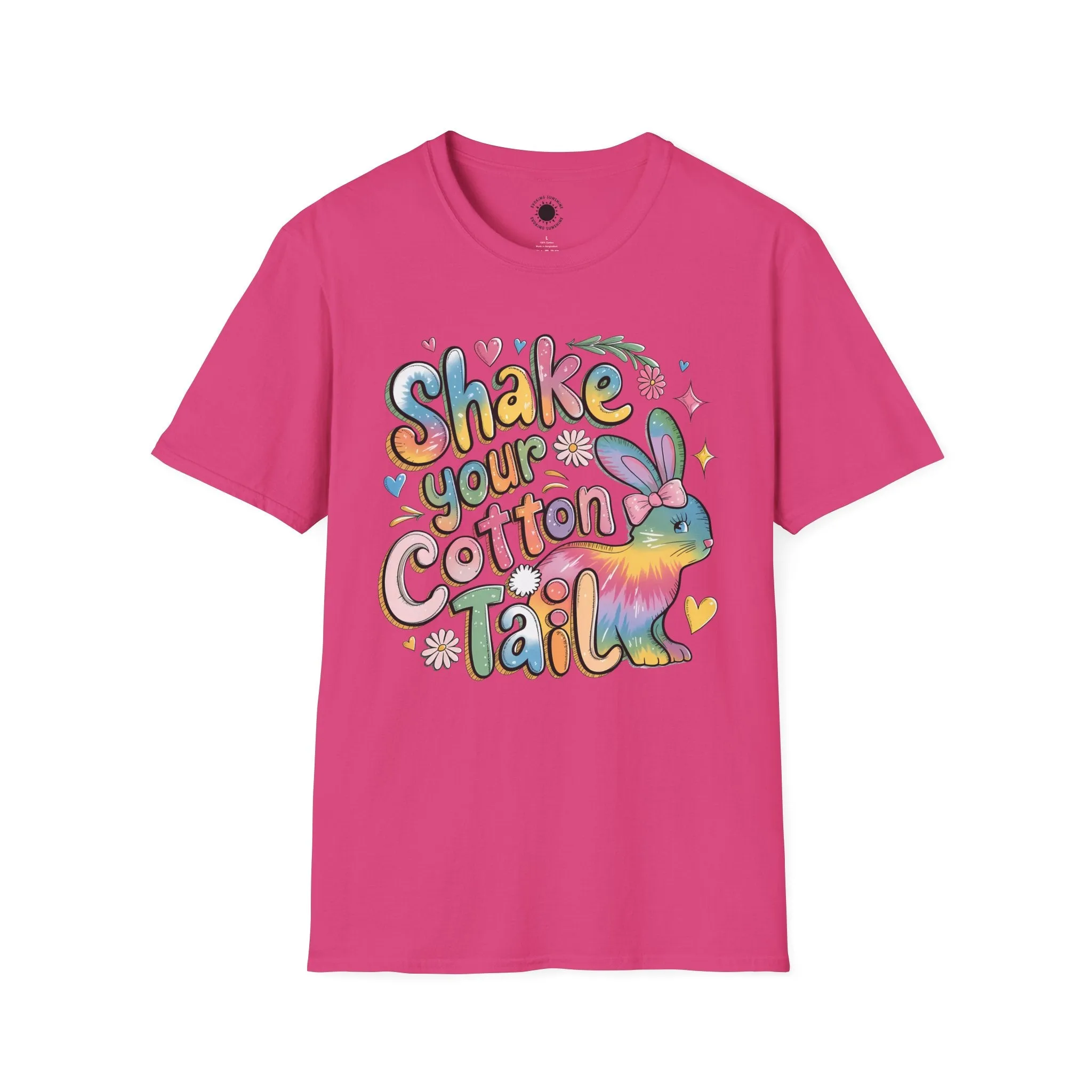 Colorful Bunny Graphic Unisex Softstyle T-Shirt - 'Shake Your Cotton Tail'