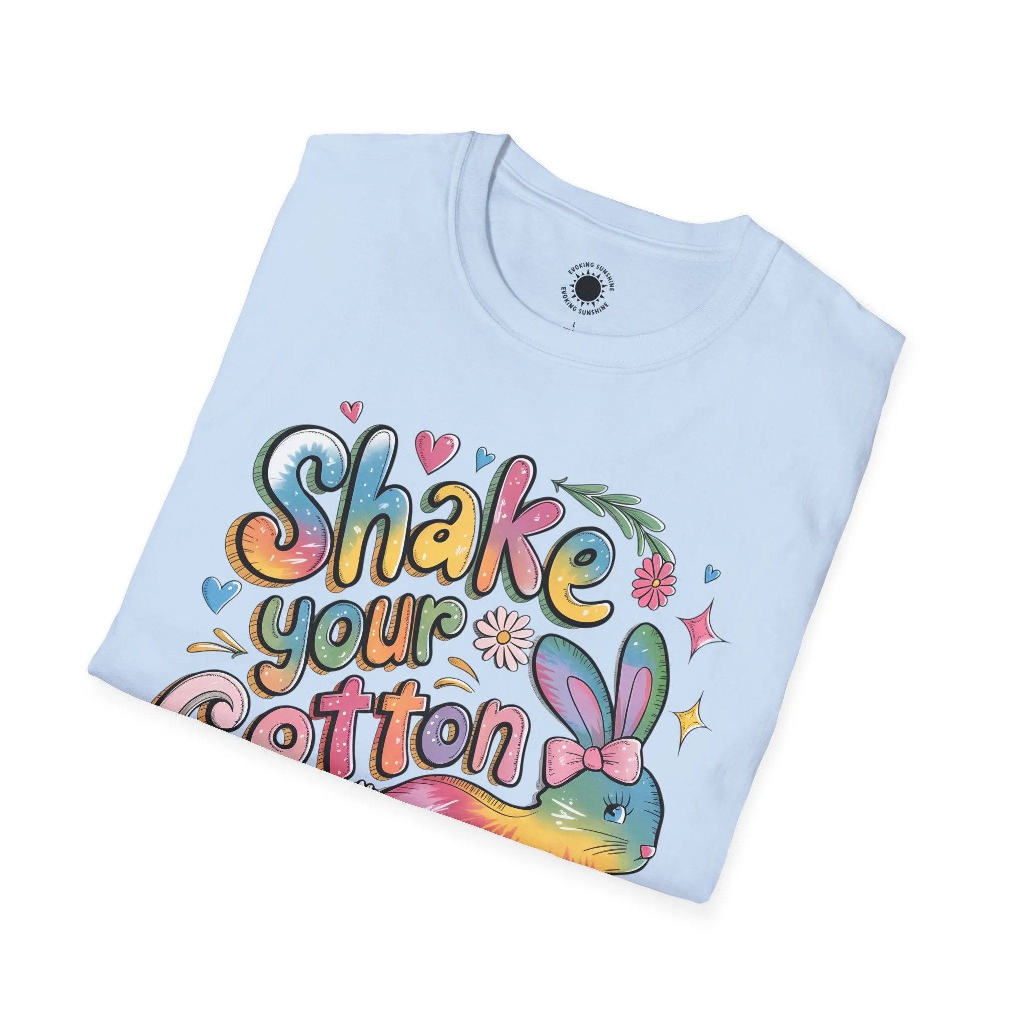 Colorful Bunny Graphic Unisex Softstyle T-Shirt - 'Shake Your Cotton Tail'