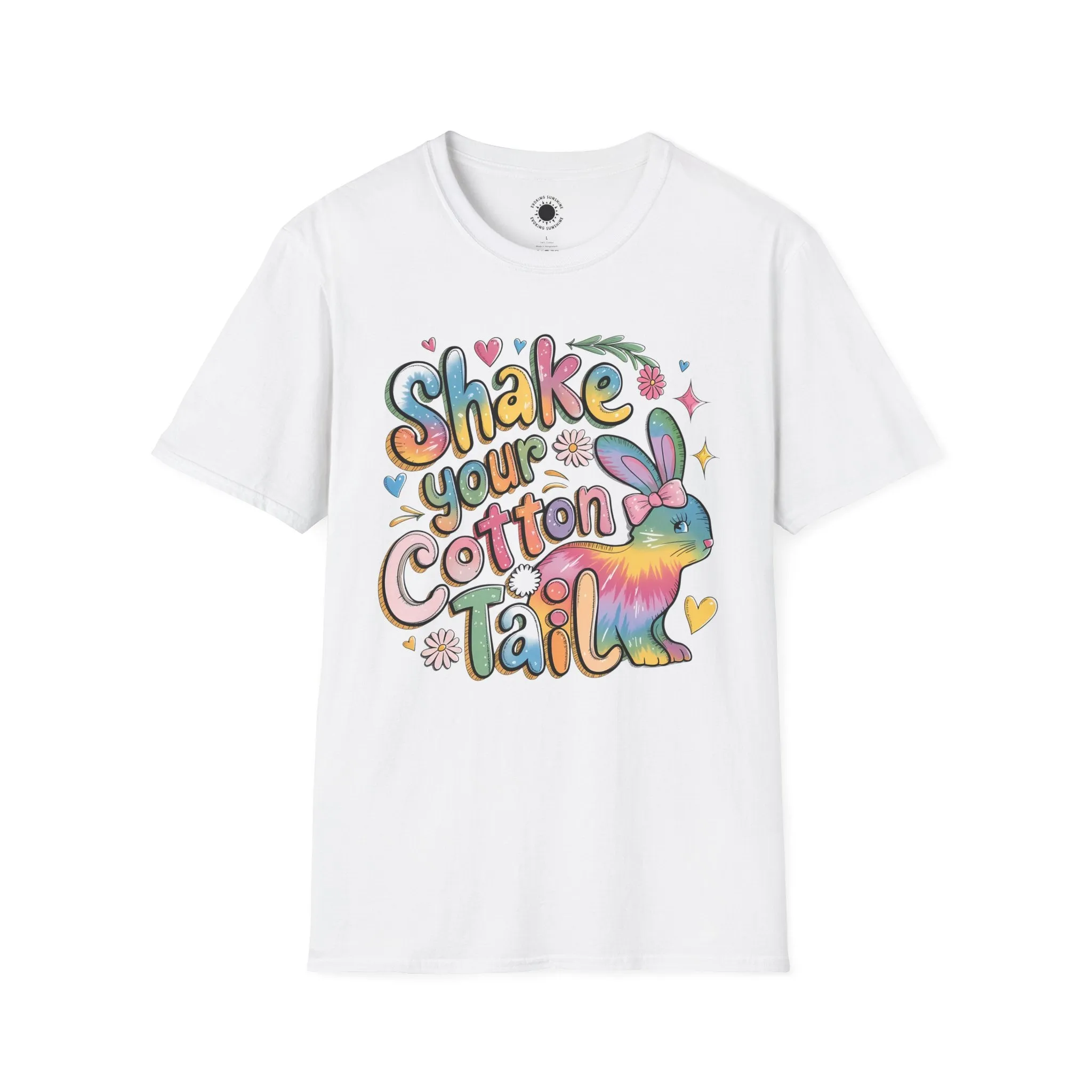 Colorful Bunny Graphic Unisex Softstyle T-Shirt - 'Shake Your Cotton Tail'