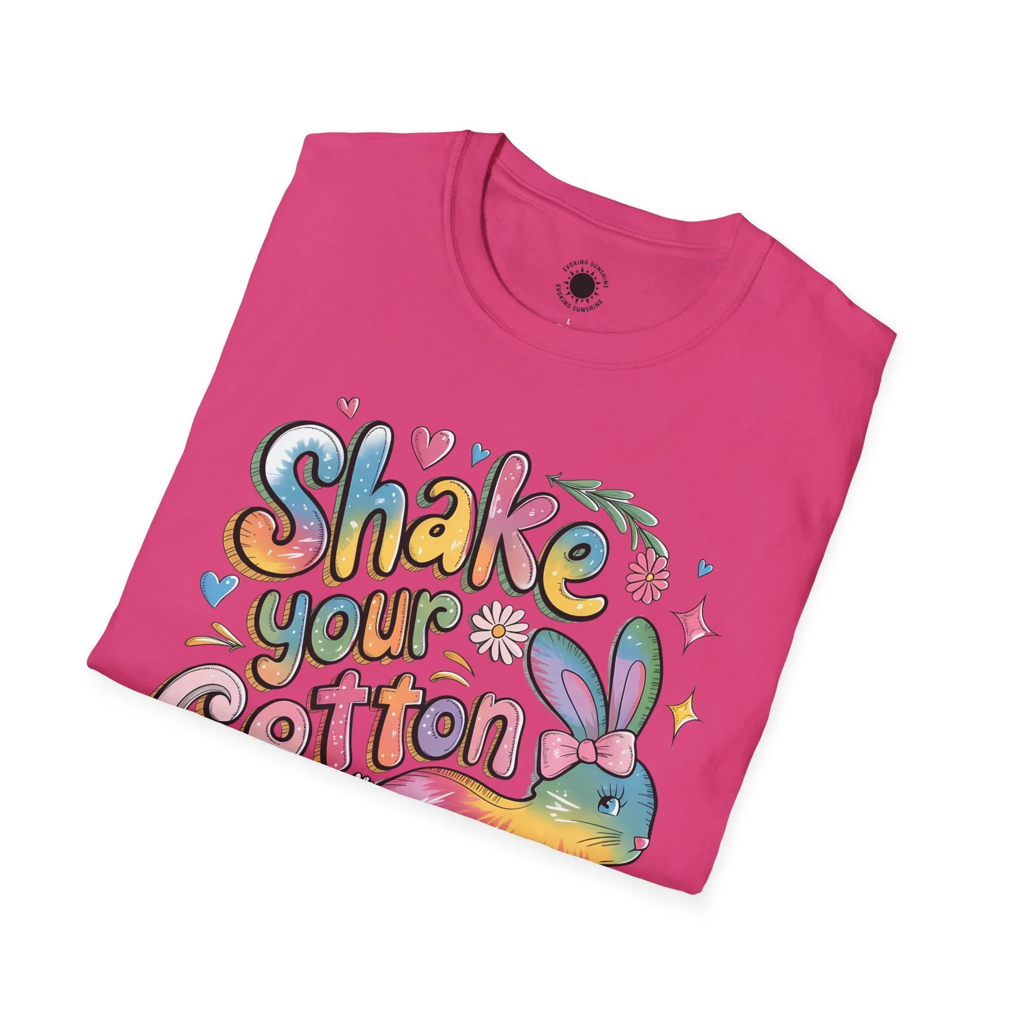 Colorful Bunny Graphic Unisex Softstyle T-Shirt - 'Shake Your Cotton Tail'