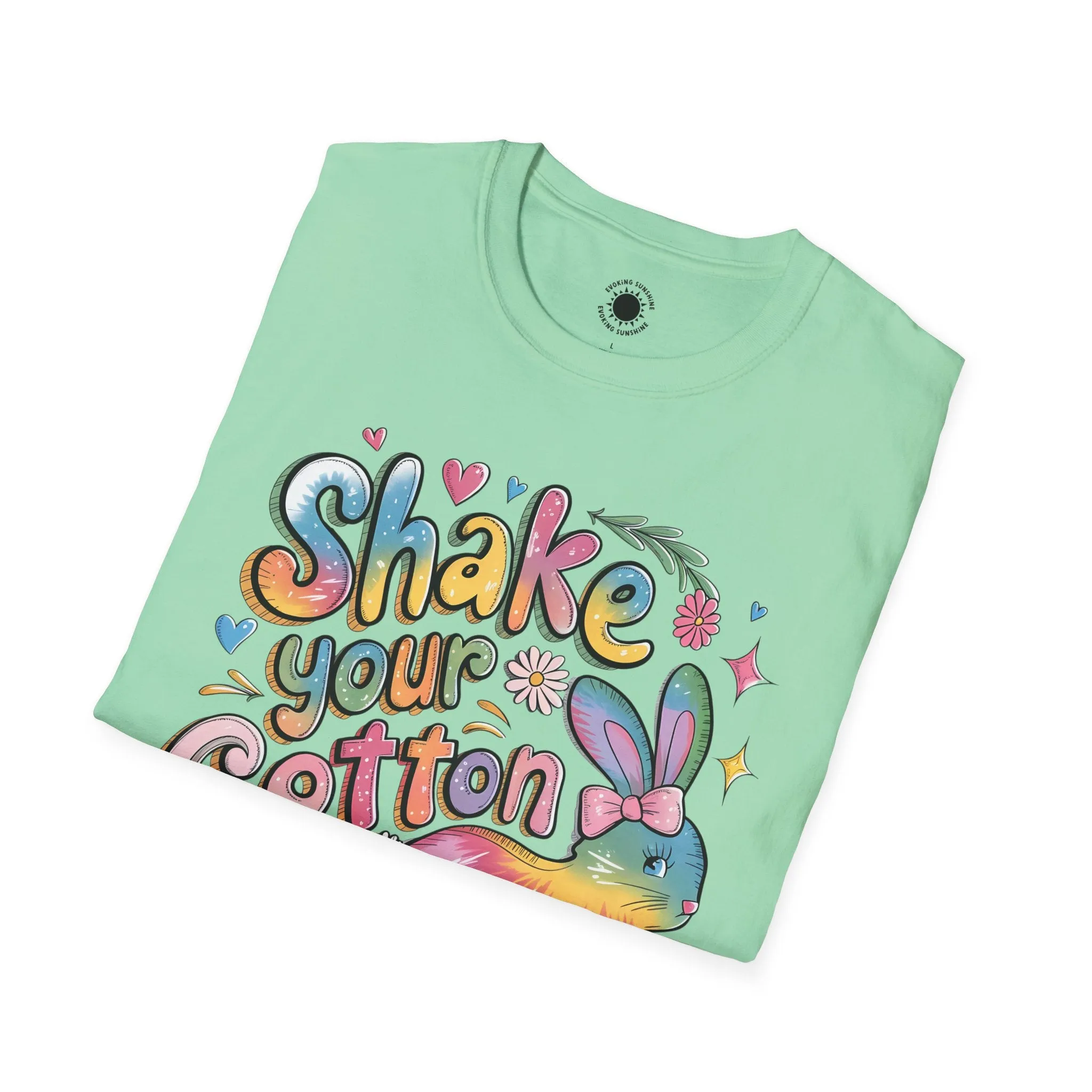 Colorful Bunny Graphic Unisex Softstyle T-Shirt - 'Shake Your Cotton Tail'