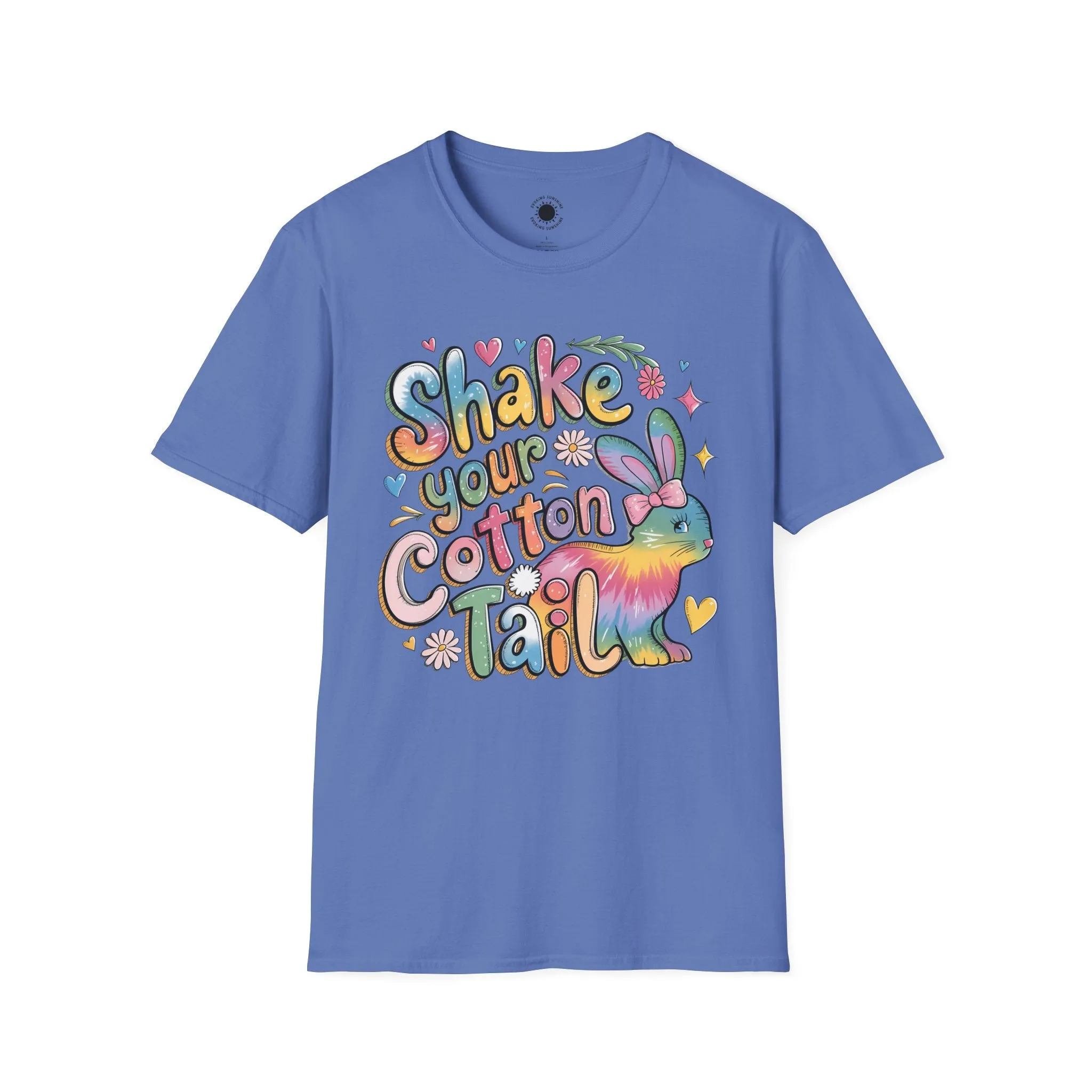 Colorful Bunny Graphic Unisex Softstyle T-Shirt - 'Shake Your Cotton Tail'
