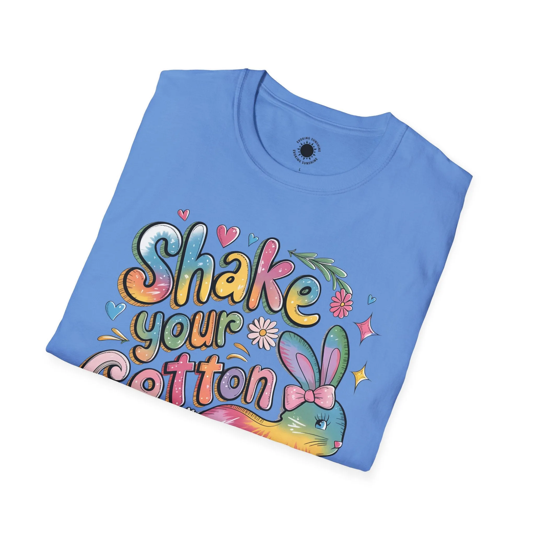 Colorful Bunny Graphic Unisex Softstyle T-Shirt - 'Shake Your Cotton Tail'