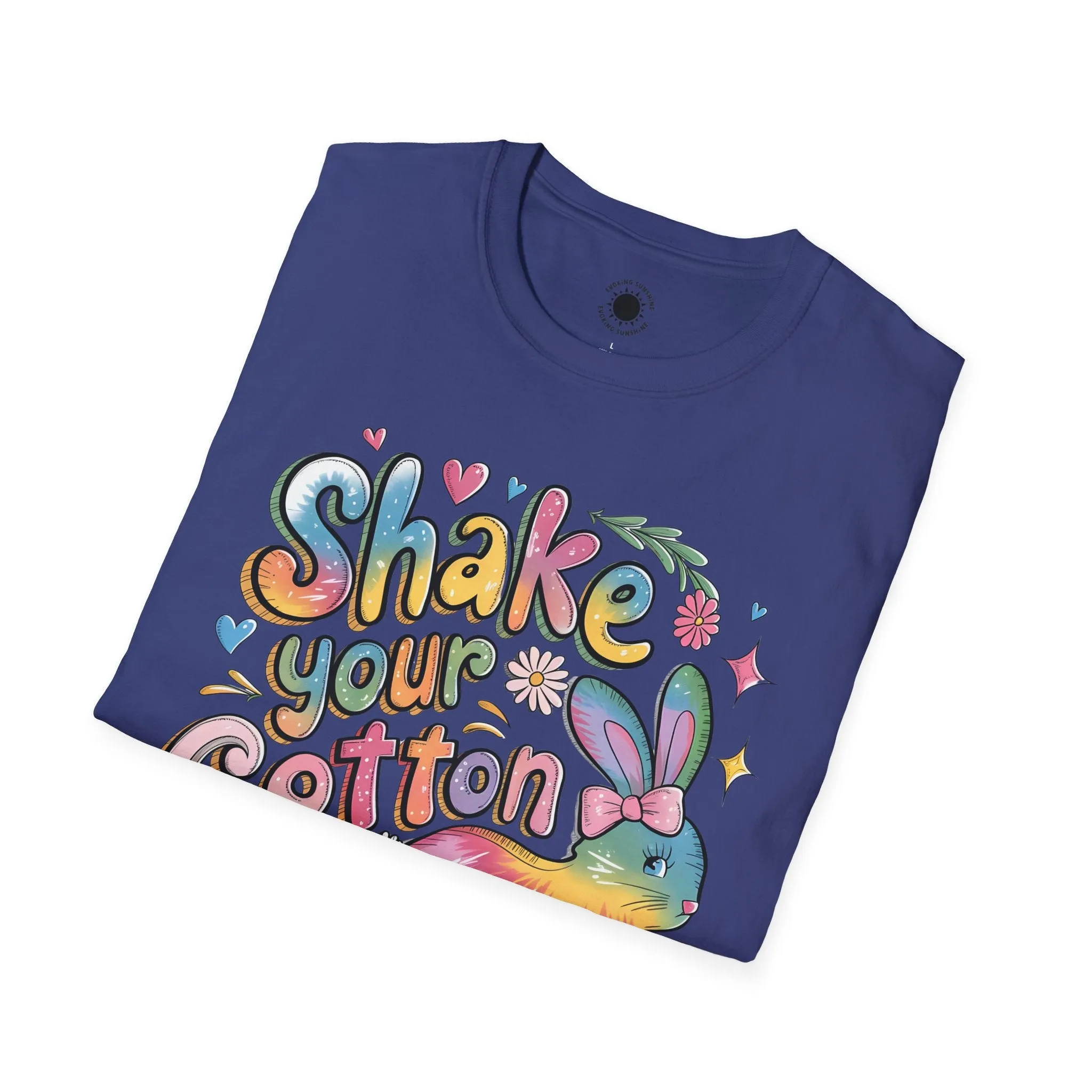 Colorful Bunny Graphic Unisex Softstyle T-Shirt - 'Shake Your Cotton Tail'