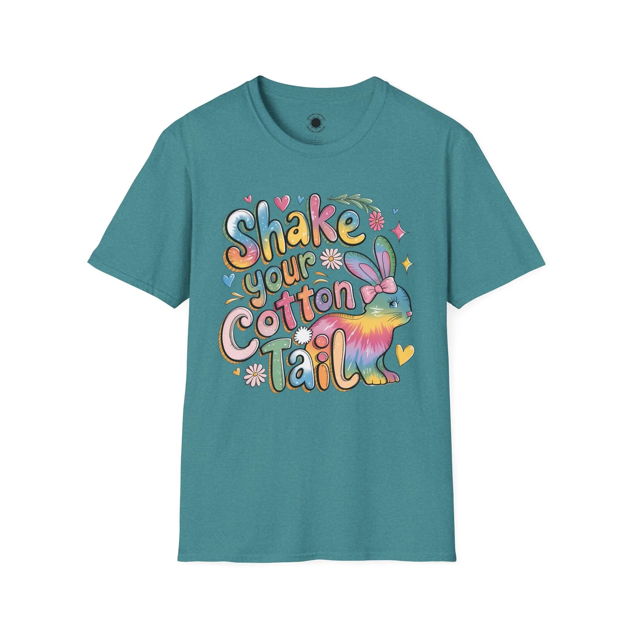 Colorful Bunny Graphic Unisex Softstyle T-Shirt - 'Shake Your Cotton Tail'