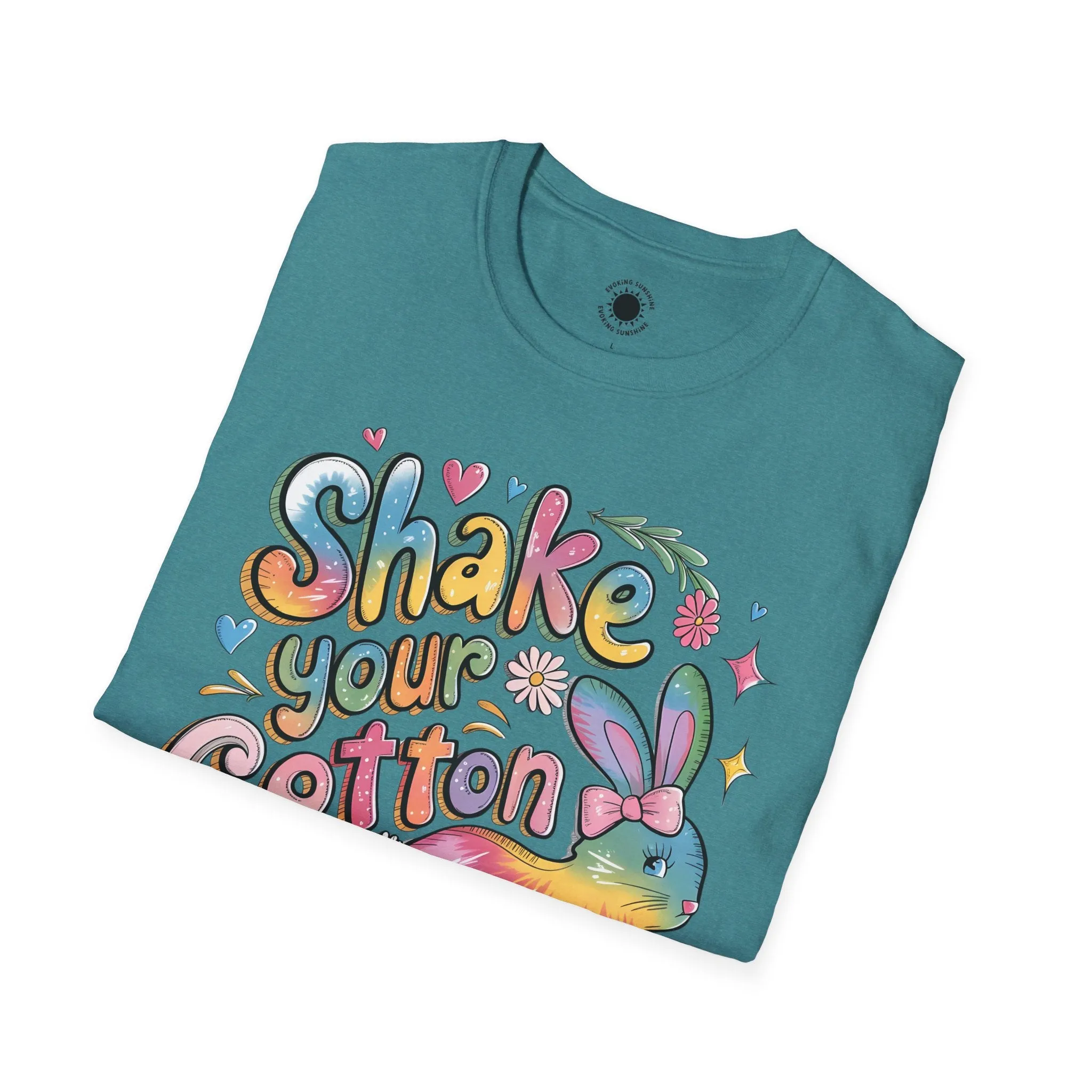 Colorful Bunny Graphic Unisex Softstyle T-Shirt - 'Shake Your Cotton Tail'