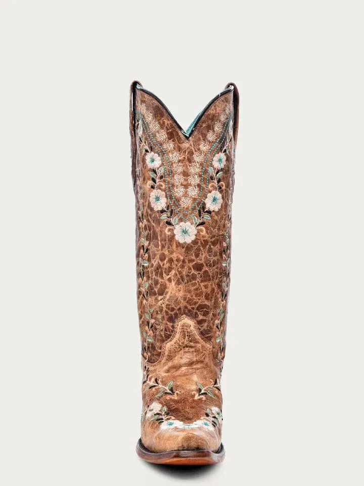 Corral Women's Glow Floral Embroidery Snip Toe Western Boots A4439