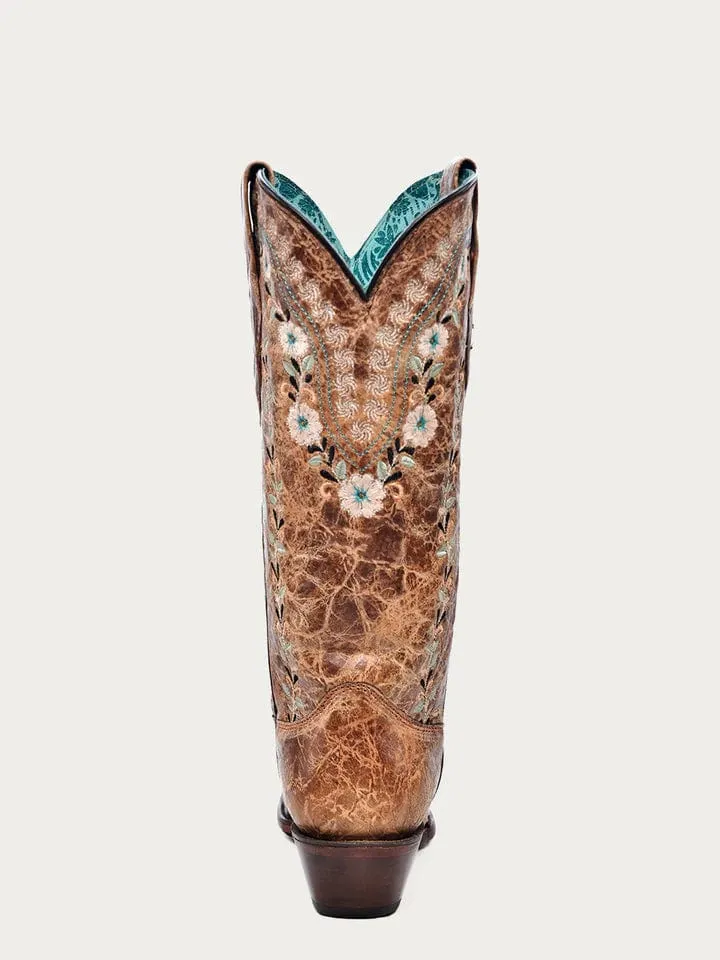 Corral Women's Glow Floral Embroidery Snip Toe Western Boots A4439