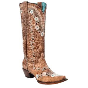 Corral Women's Glow Floral Embroidery Snip Toe Western Boots A4439
