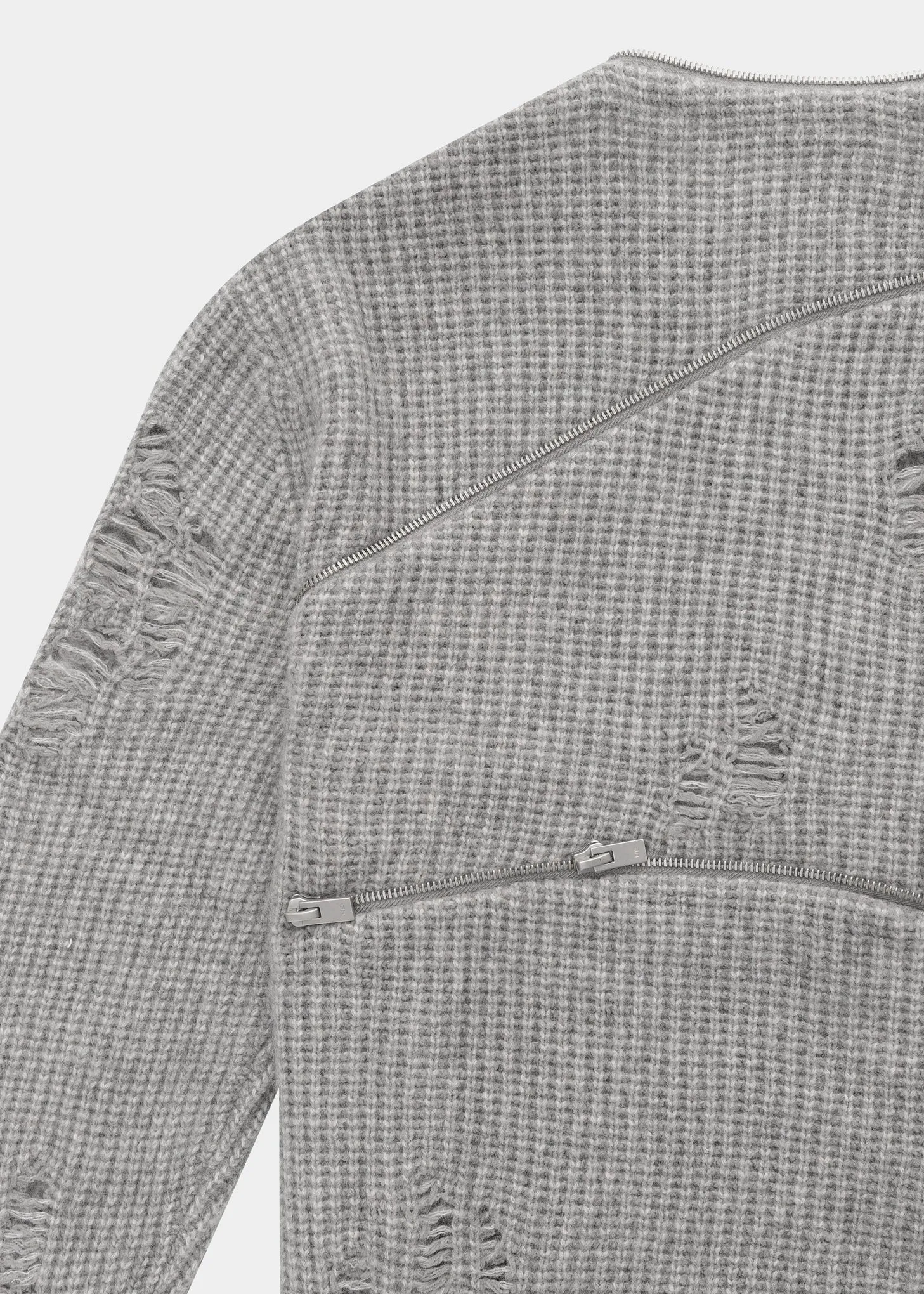 DARK GREY DISTRESSED CARDIGAN
