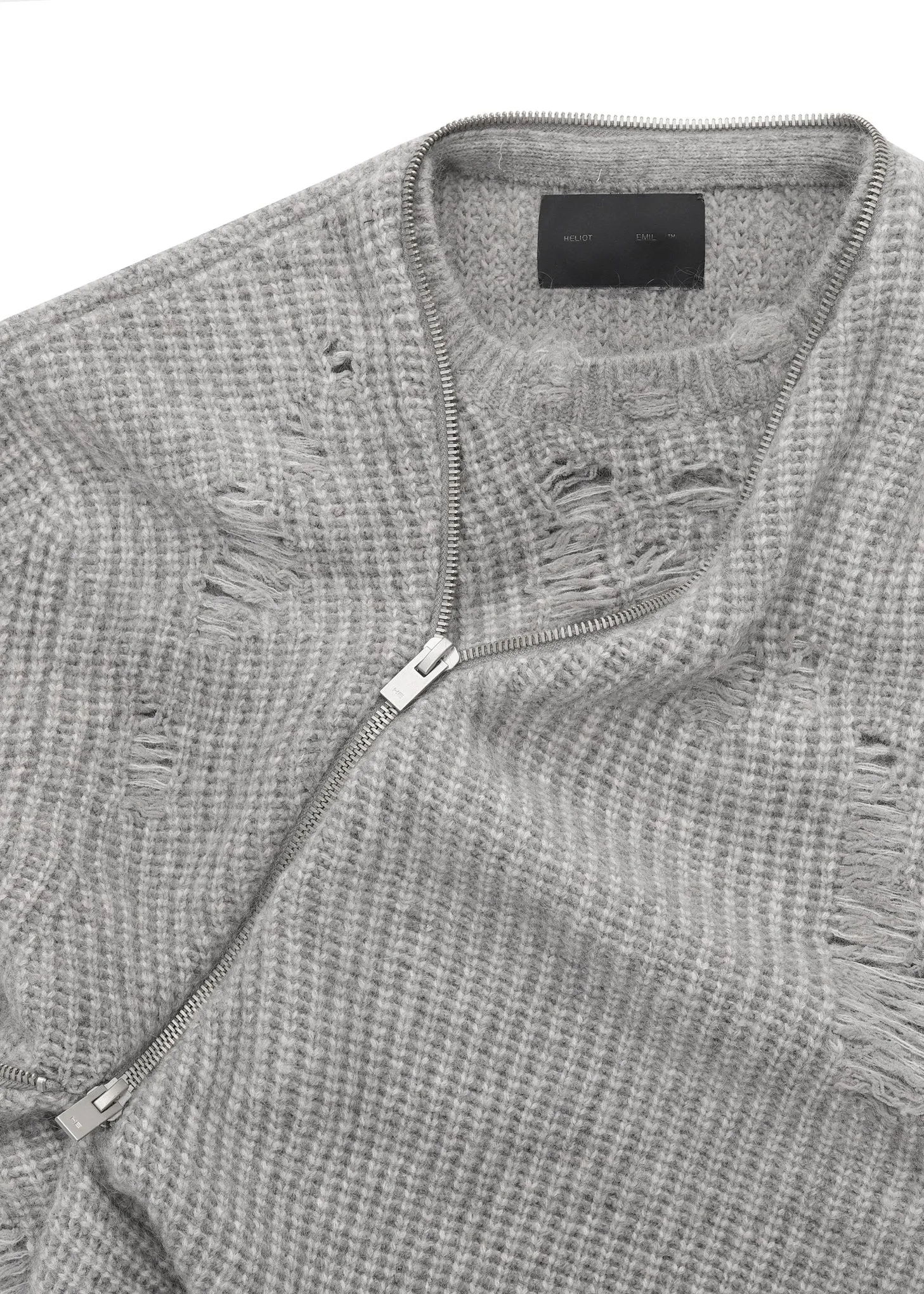 DARK GREY DISTRESSED CARDIGAN