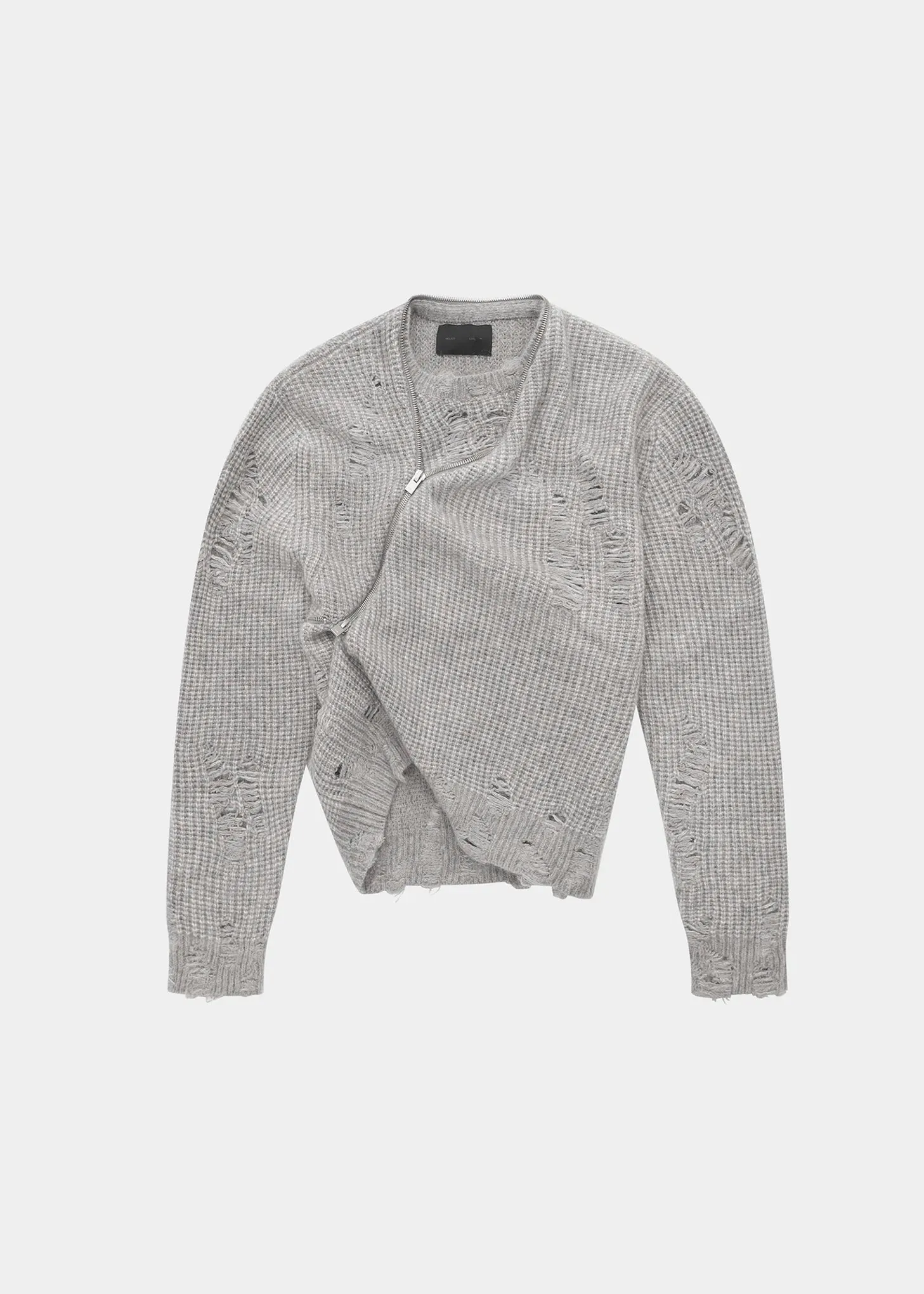 DARK GREY DISTRESSED CARDIGAN