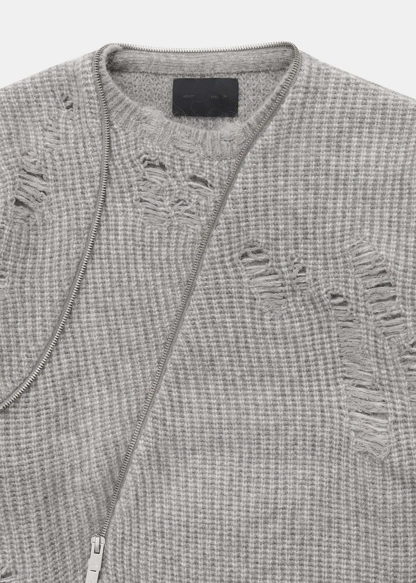 DARK GREY DISTRESSED CARDIGAN