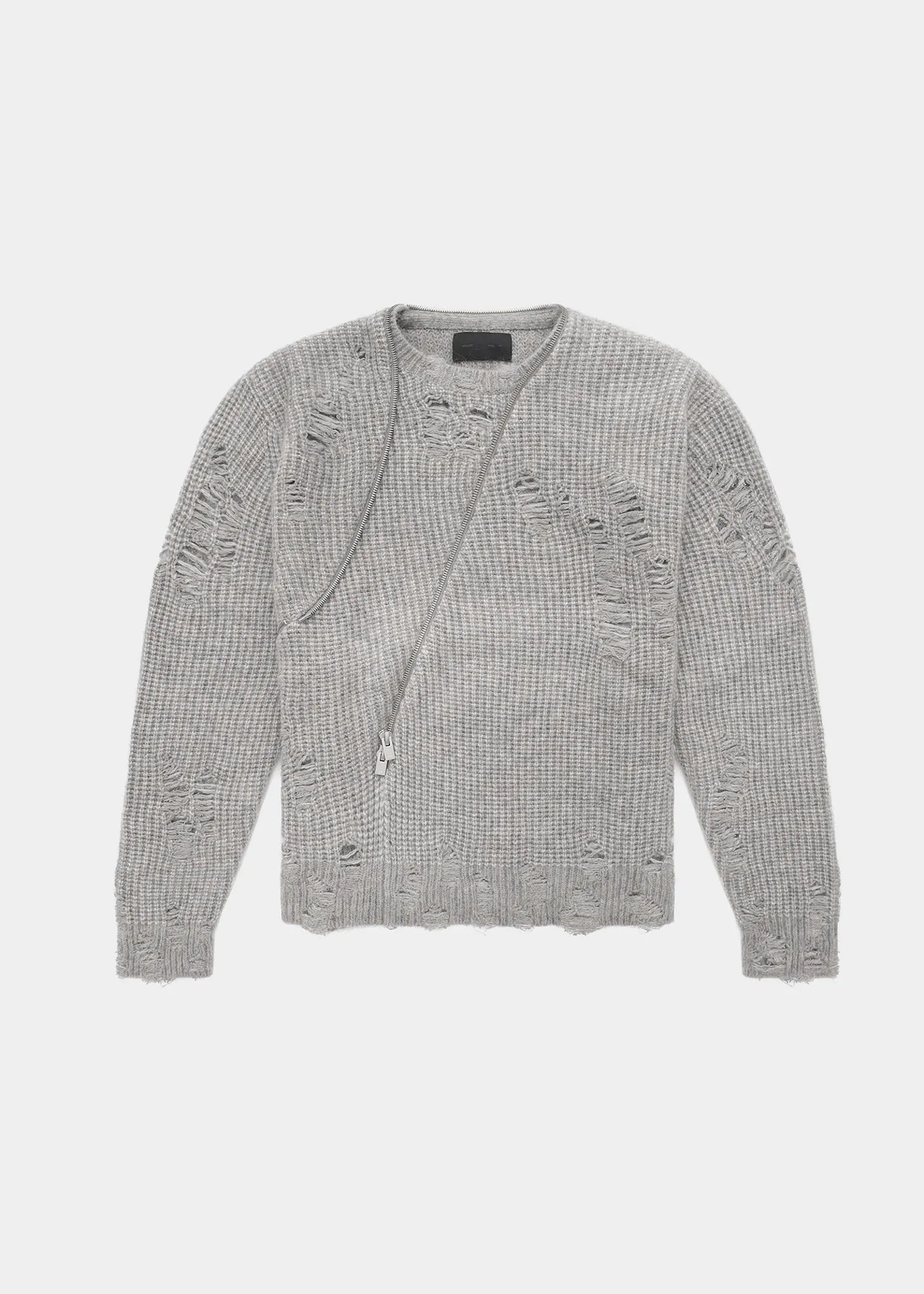 DARK GREY DISTRESSED CARDIGAN