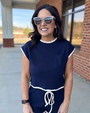 Dina Lounge Top in Navy