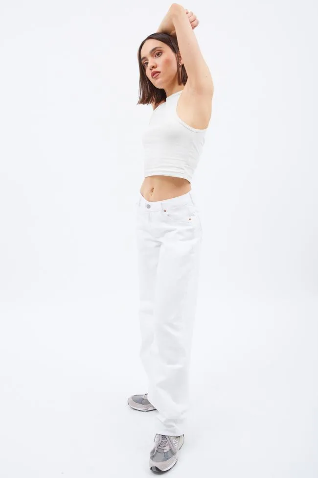 Dr Denim Wide Leg Low Rise Hill Jean - White