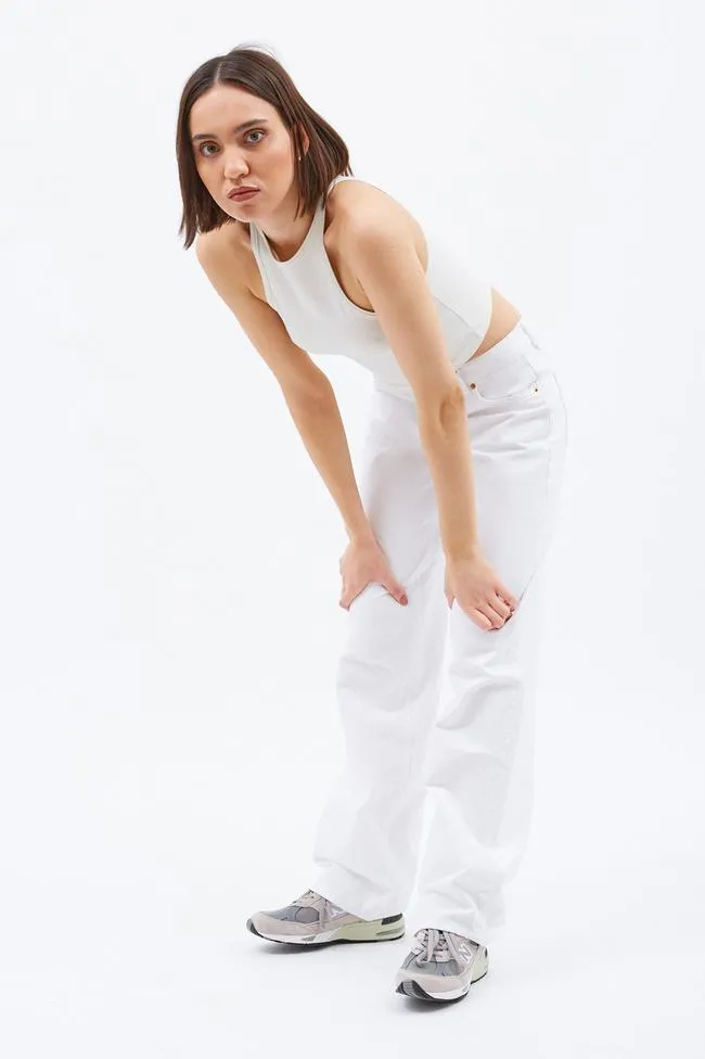 Dr Denim Wide Leg Low Rise Hill Jean - White