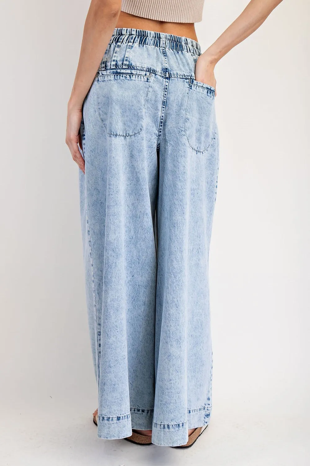 ee:some Mineral-Washed Wide Leg Denim Pants  Light Wash