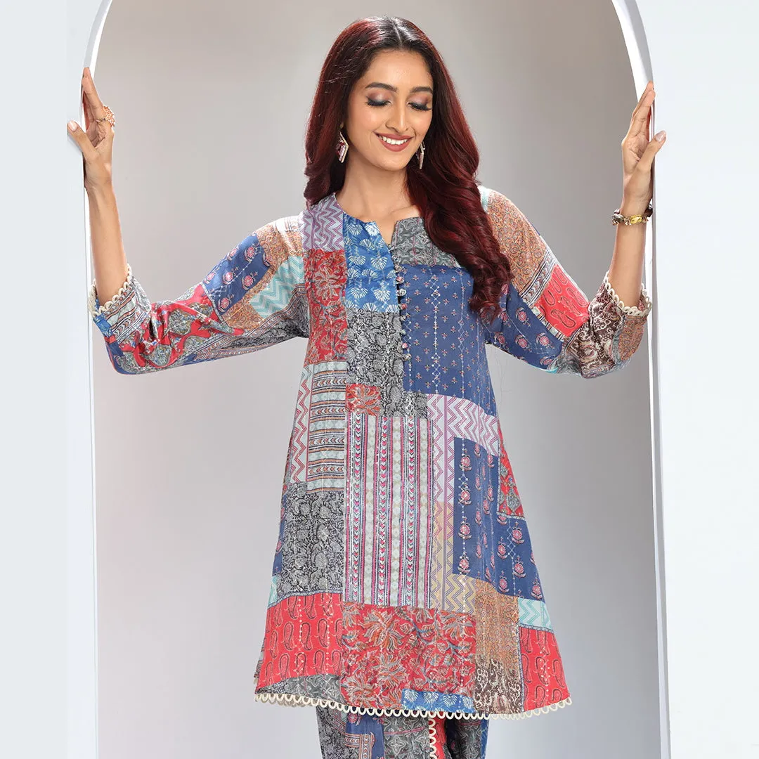 Elegant Sequin-Embroidered Top and Dhoti Pants Set with Lace Accents